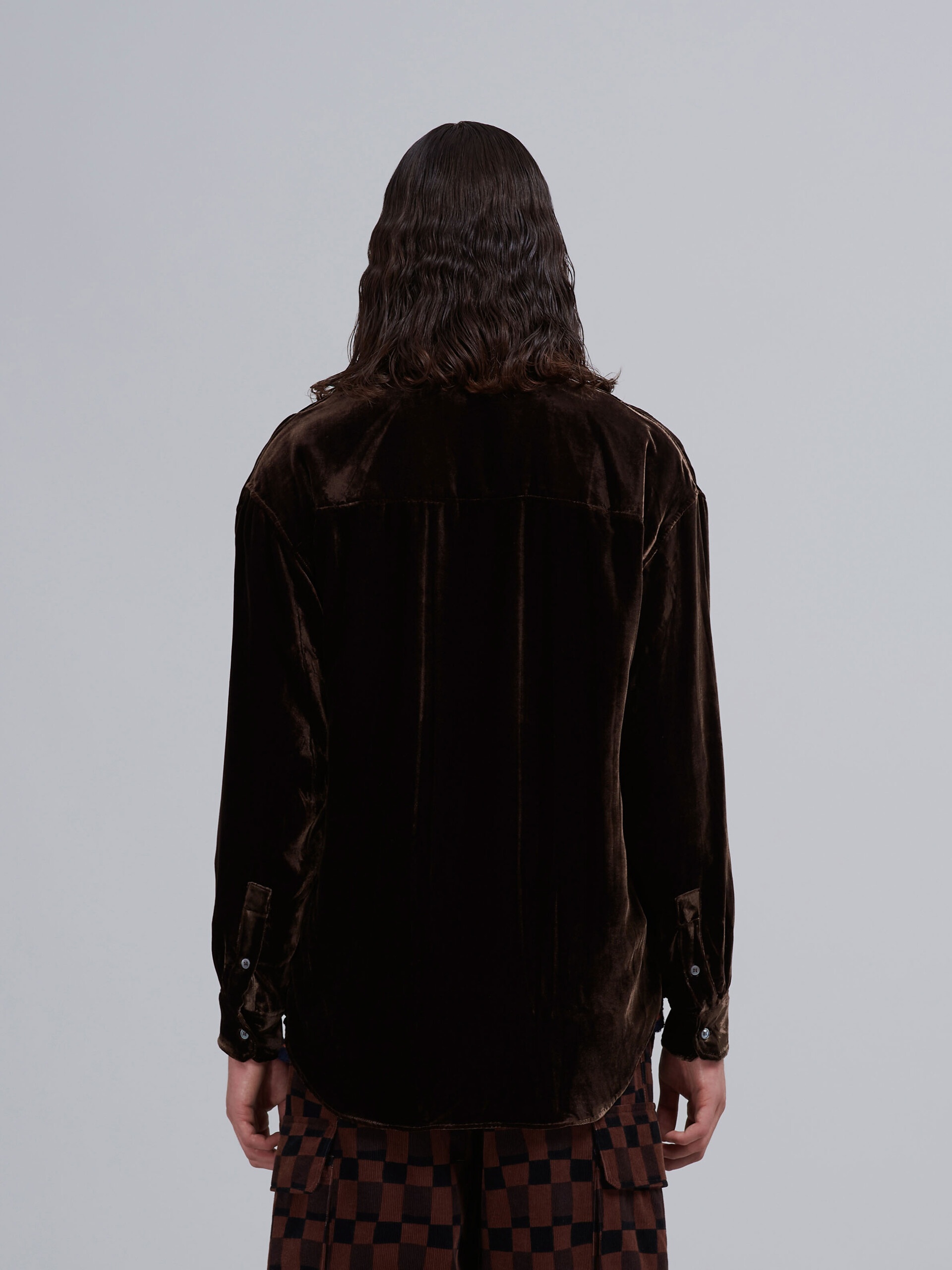 CRINKLED-EFFECT FLUID VELVET SHIRT - 3