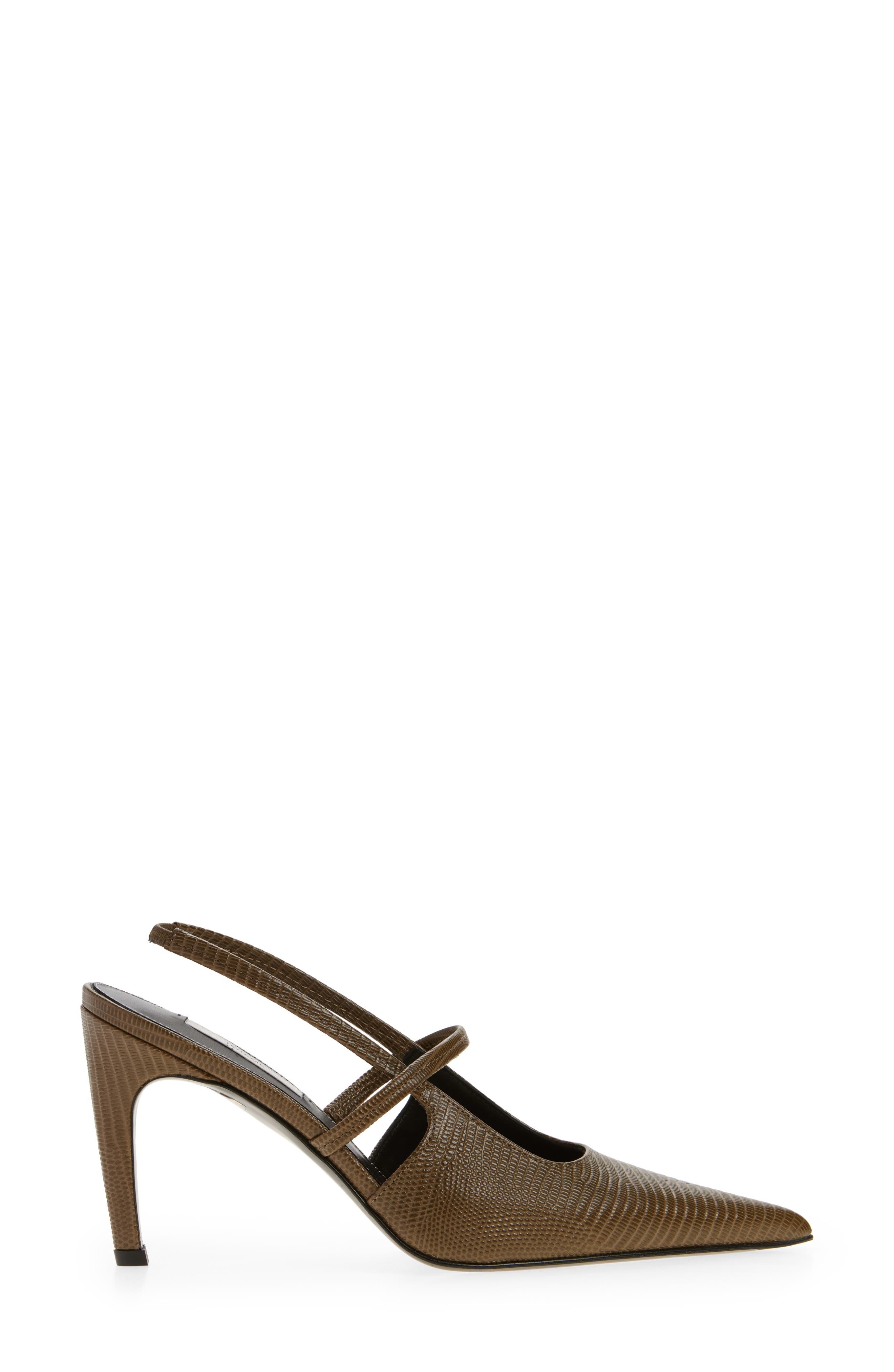 TOTEME Lizard Embossed Sharp Pointed Toe Slingback Pump in Dark Olive at Nordstrom - 3