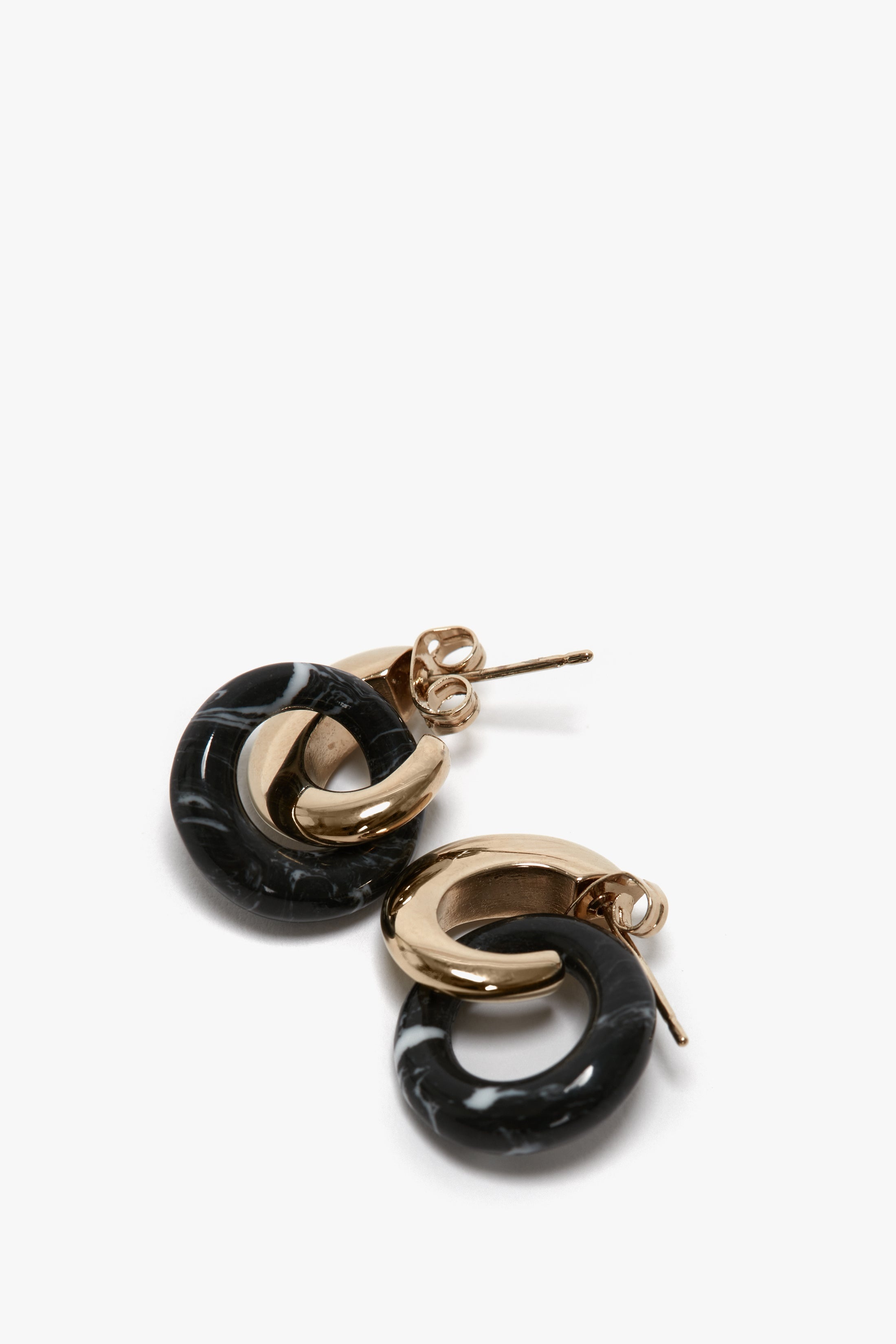 Exclusive Resin Pendant Earrings In Light Gold-Black - 2