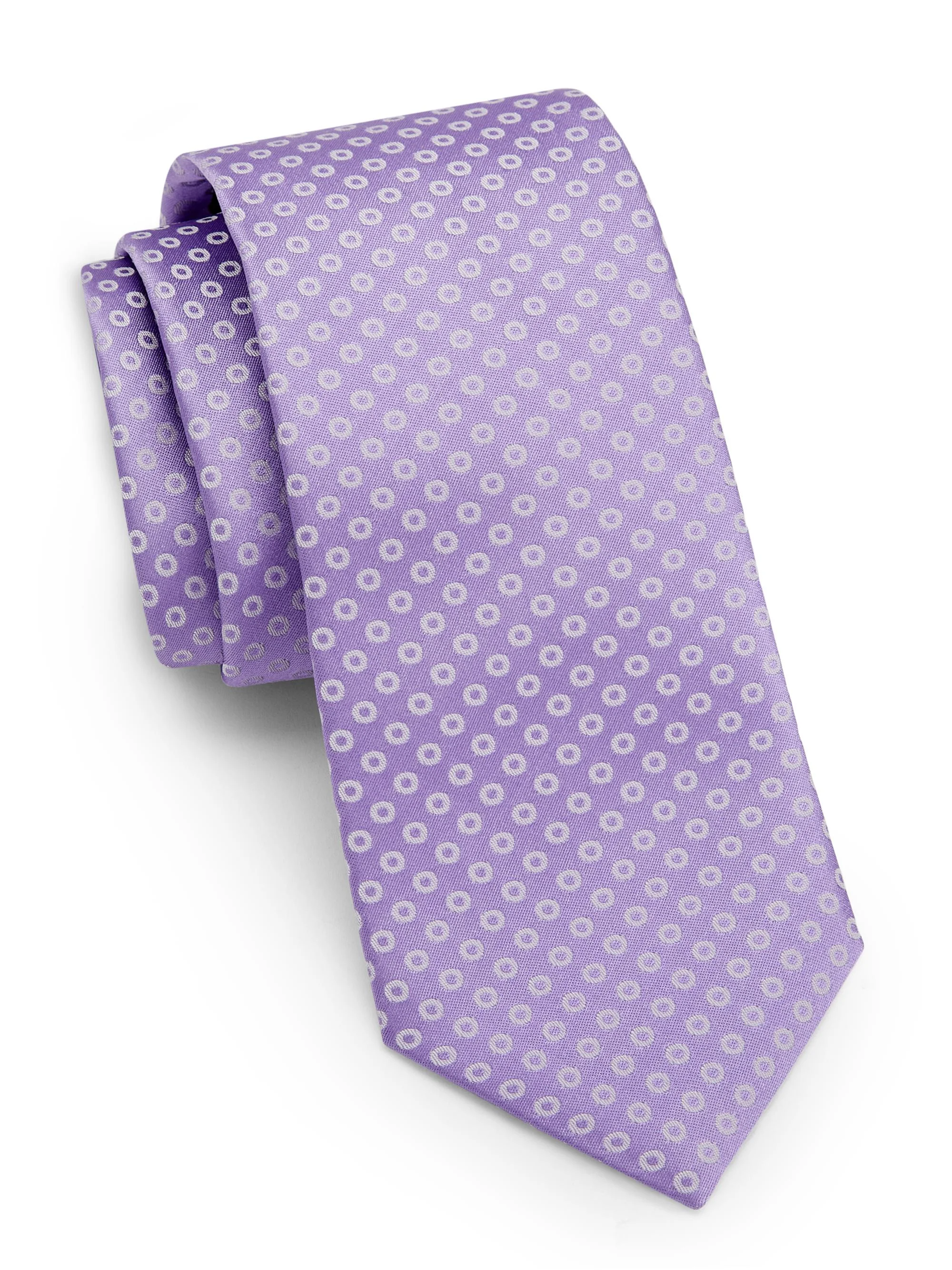 Men's Geometric Silk Tie - Violet - 1