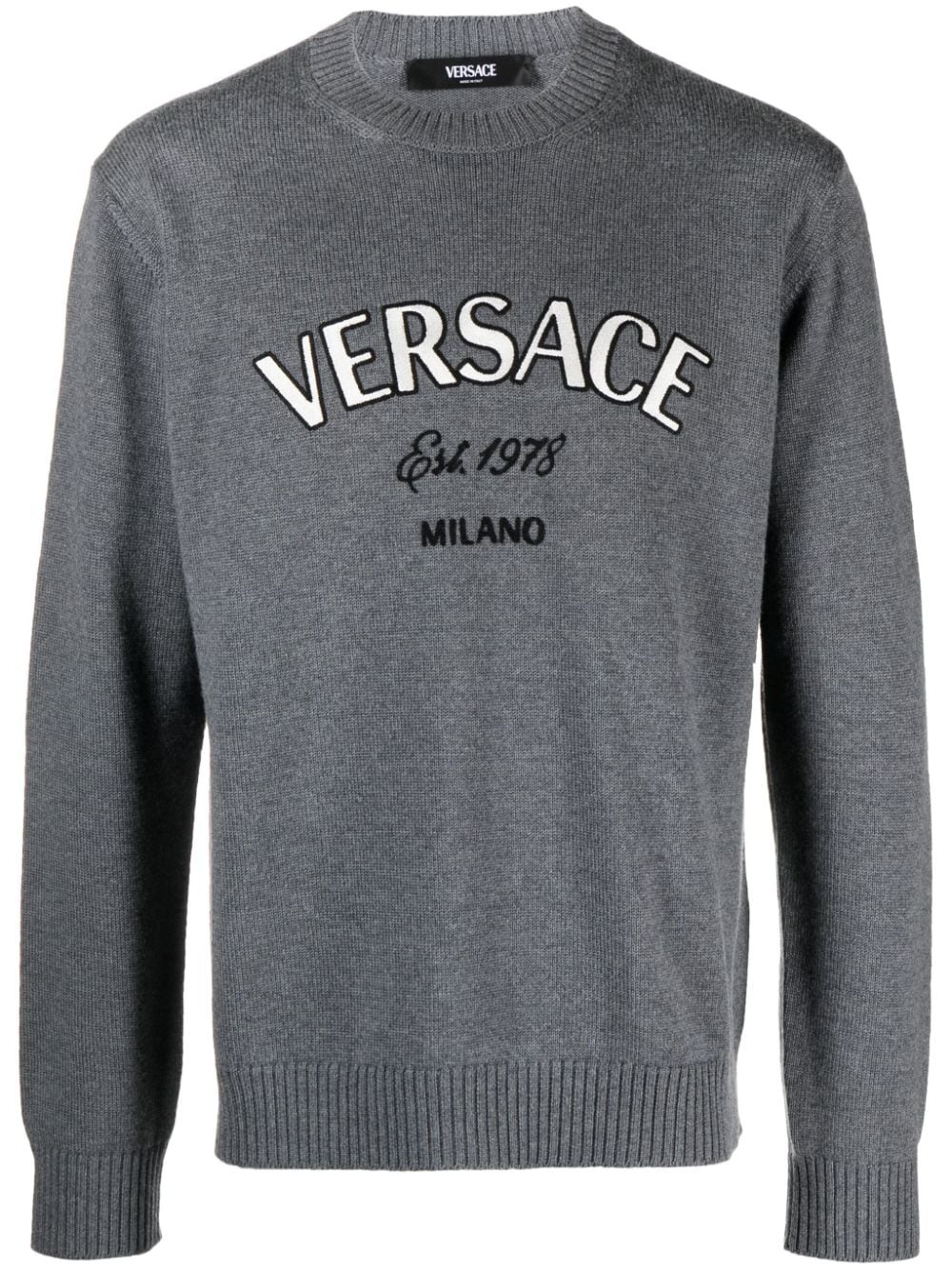 logo-embroidered wool jumper - 1