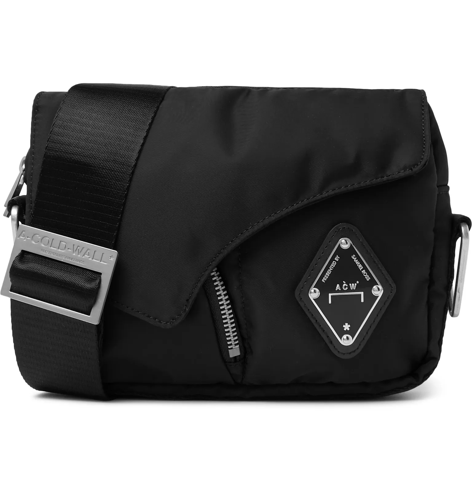 Logo-Appliquéd Leather-Trimmed Shell Messenger Bag - 1