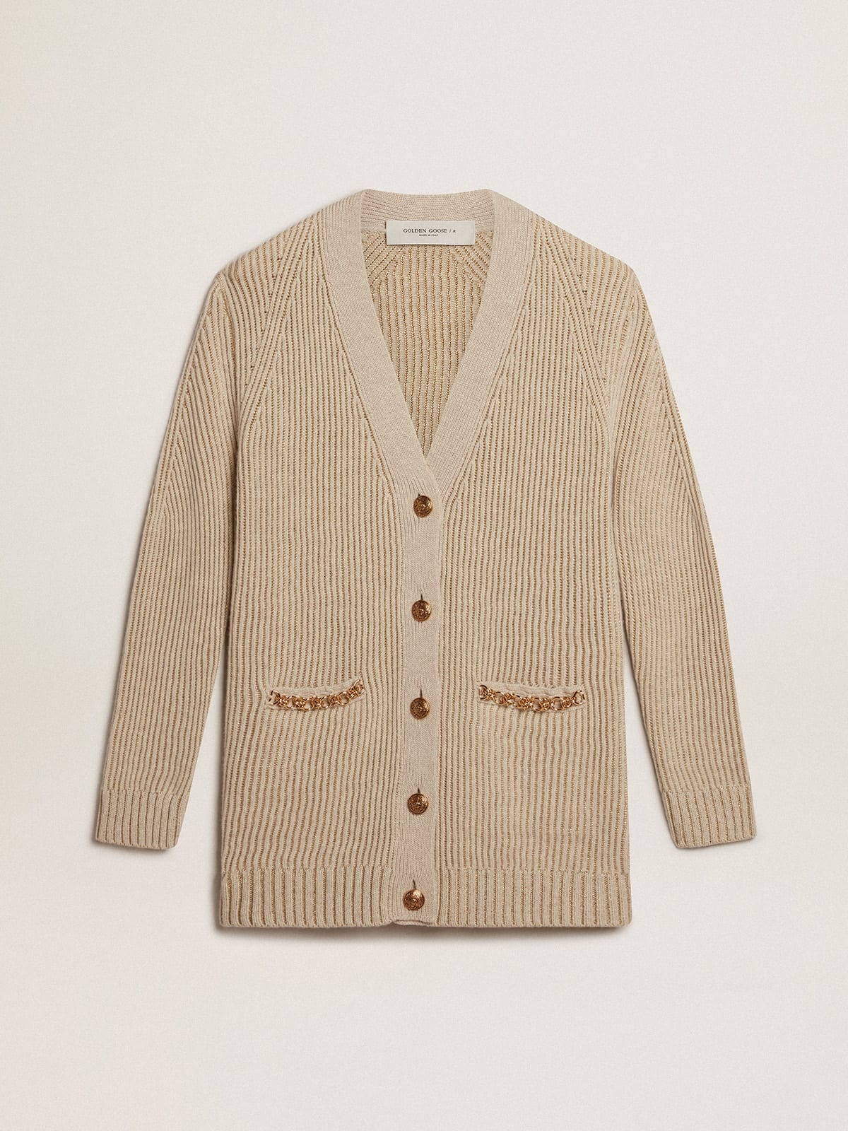 Wool blend cardigan with fisherman’s rib knit - 1