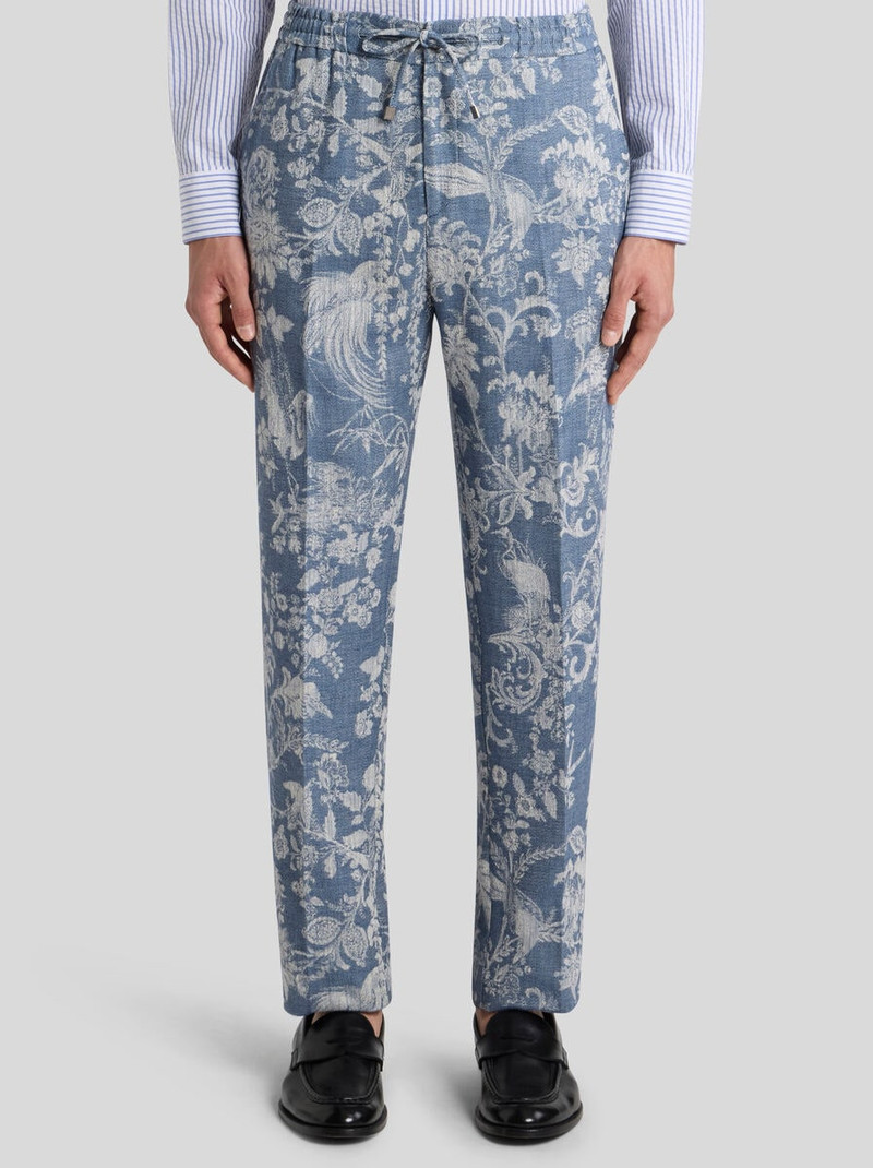COTTON JACQUARD JOGGING TROUSERS WITH FLORAL MOTIF 2