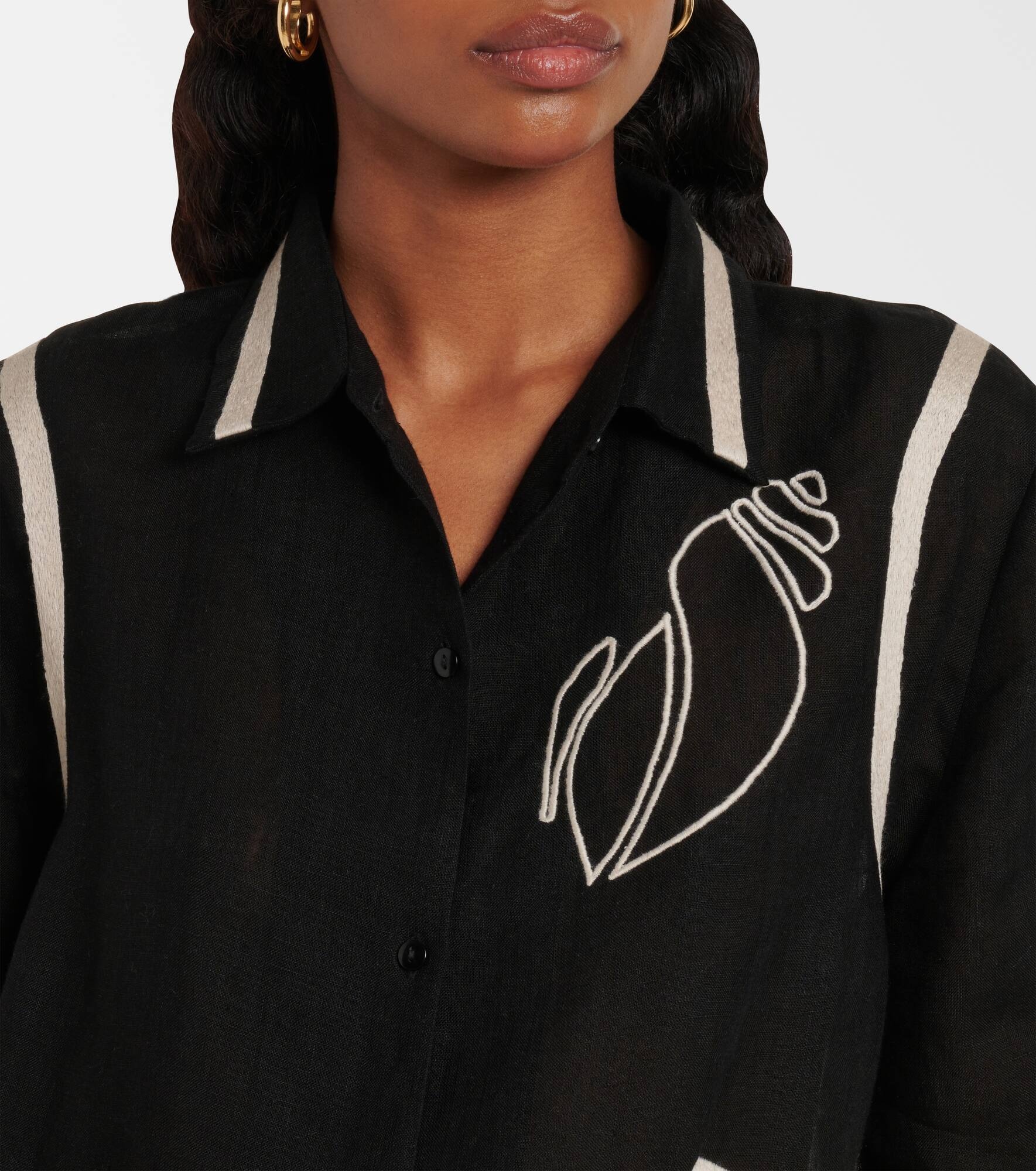 Crab embroidered linen shirt - 4