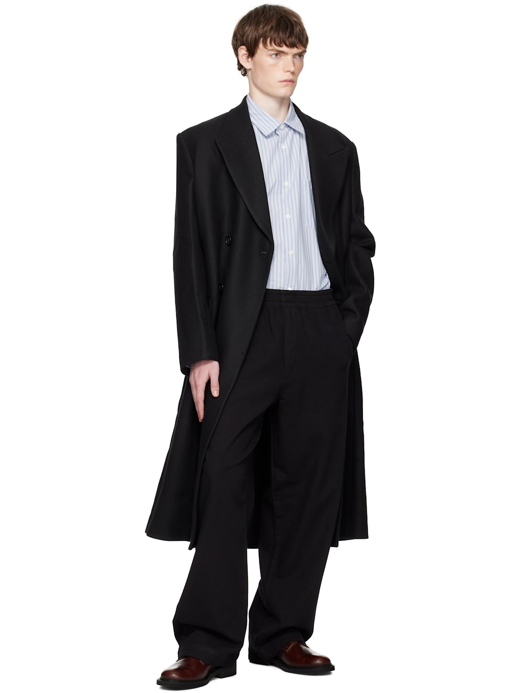 Black Elasticated Wide Leg Trousers - 4
