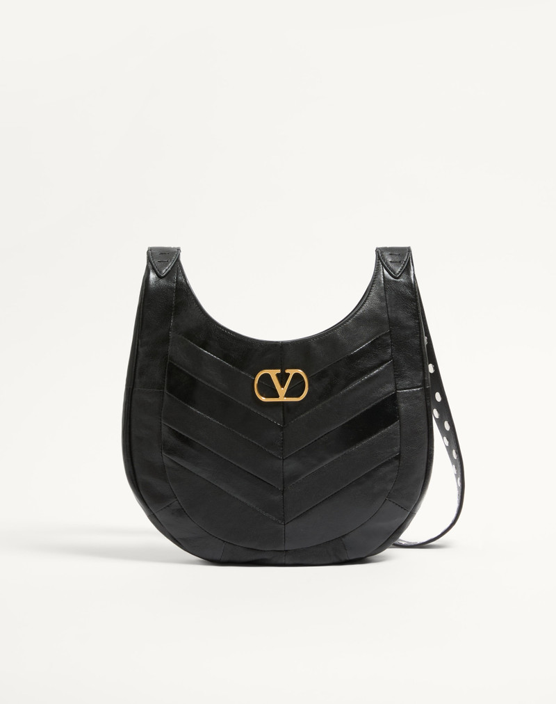 VALENTINO GARAVANI HOBOHO SMALL HOBO BAG IN CHEVRON-PATTERNED NAPPA LEATHER. 1