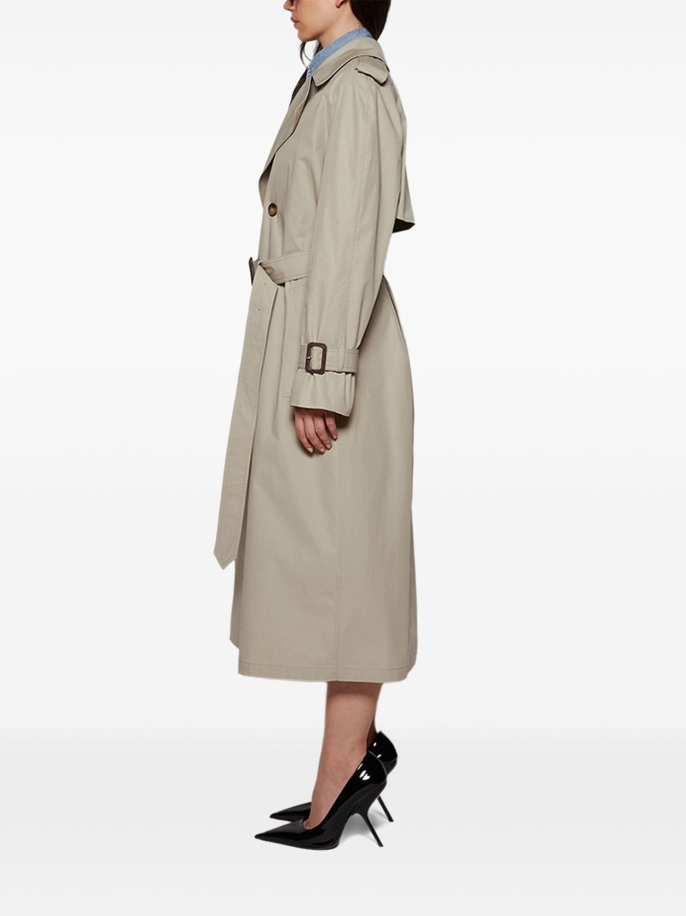 double-breasted belted trench coat - 4