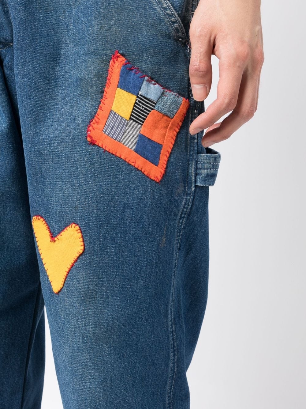 patch-detail drawstring jeans - 5