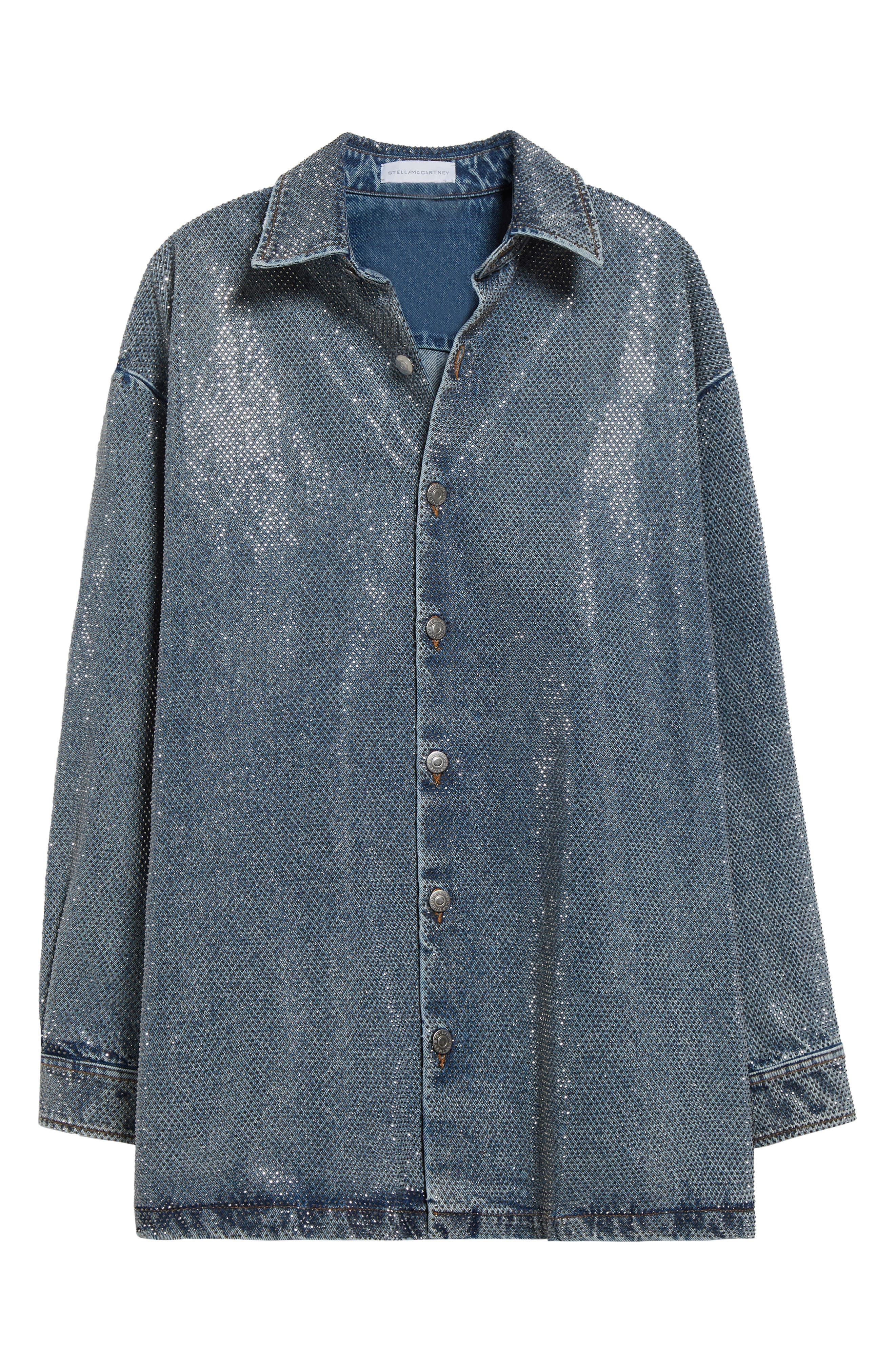 Stella McCartney Mixed Wash Denim Fitted Jacket in Two Tonal Denim Wash at Nordstrom - 7