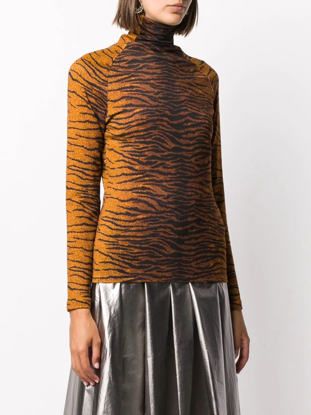 tiger-print long-sleeve top - 3