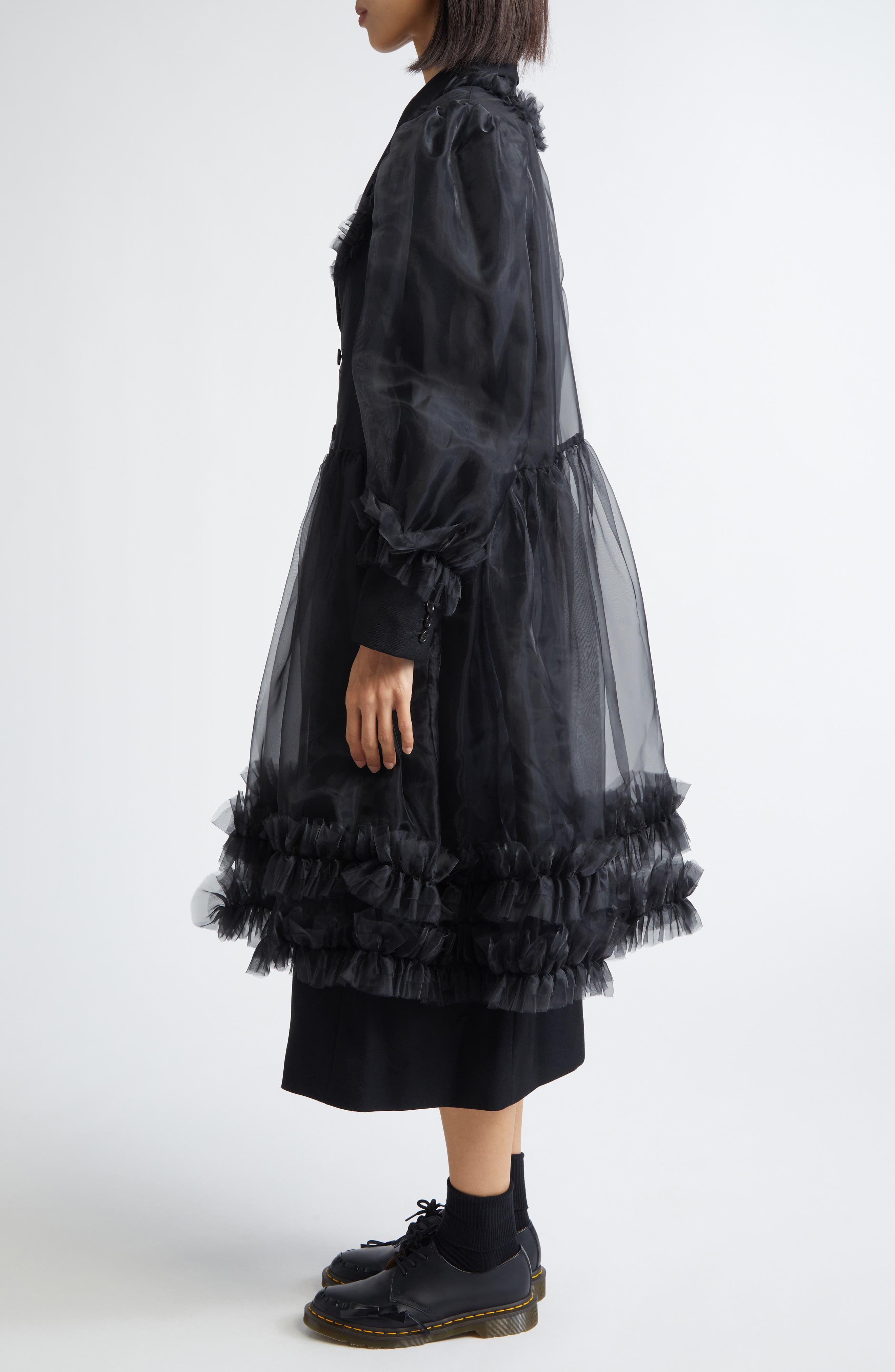 Noir Kei Ninomiya Petal Collar Cotton Broadcloth Button-Up Shirt in Black at Nordstrom - 3