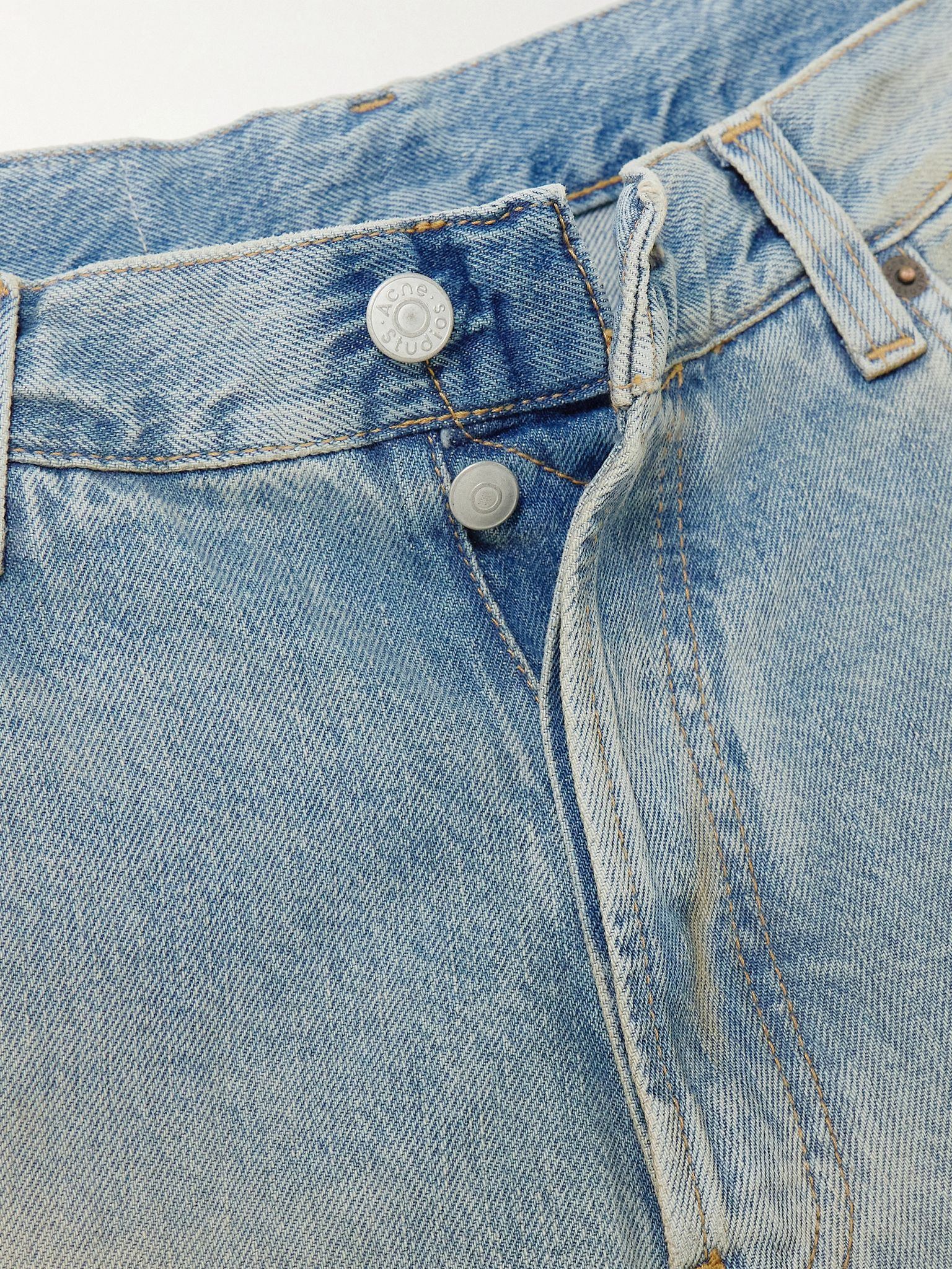 2023 distressed organic mid-rise wide-leg jeans Blue - 5
