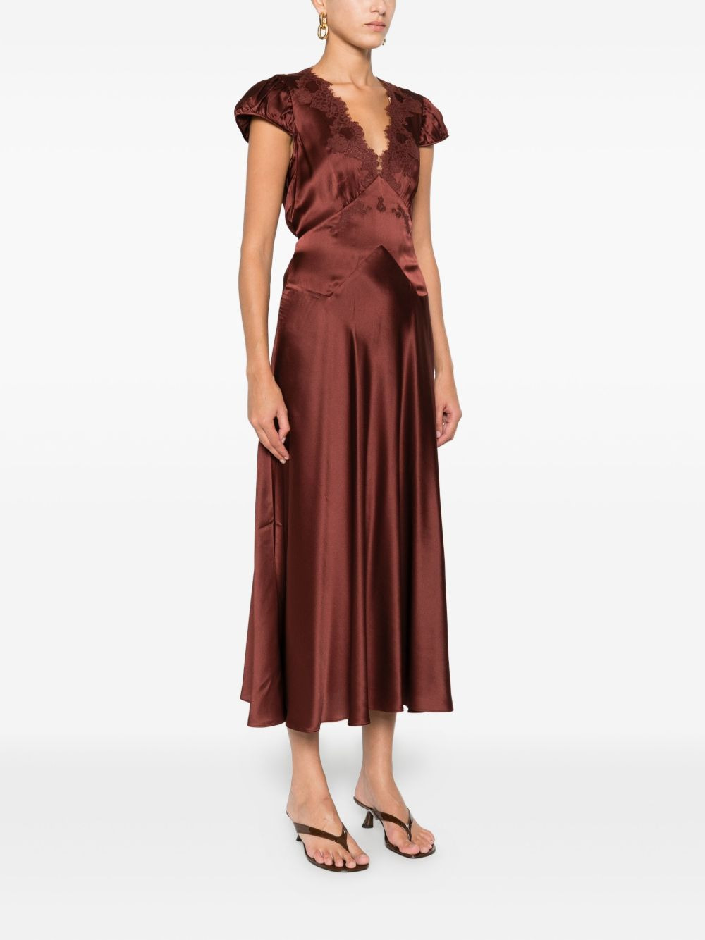 lace-trimmed midi dress - 3
