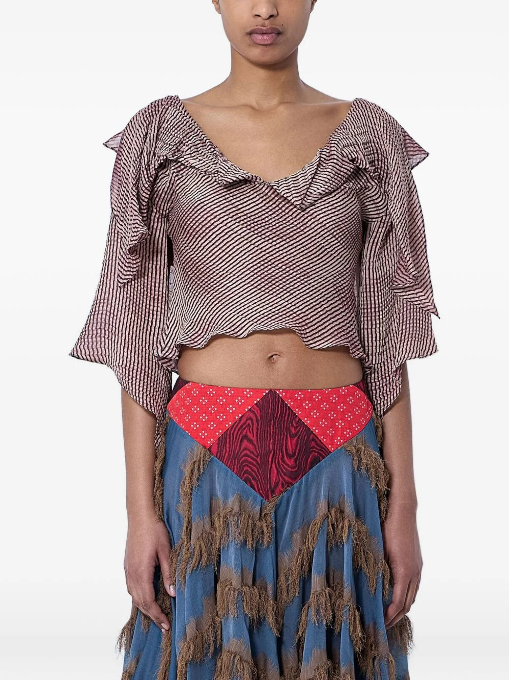 Plexus ruffled-draped blouse - 1
