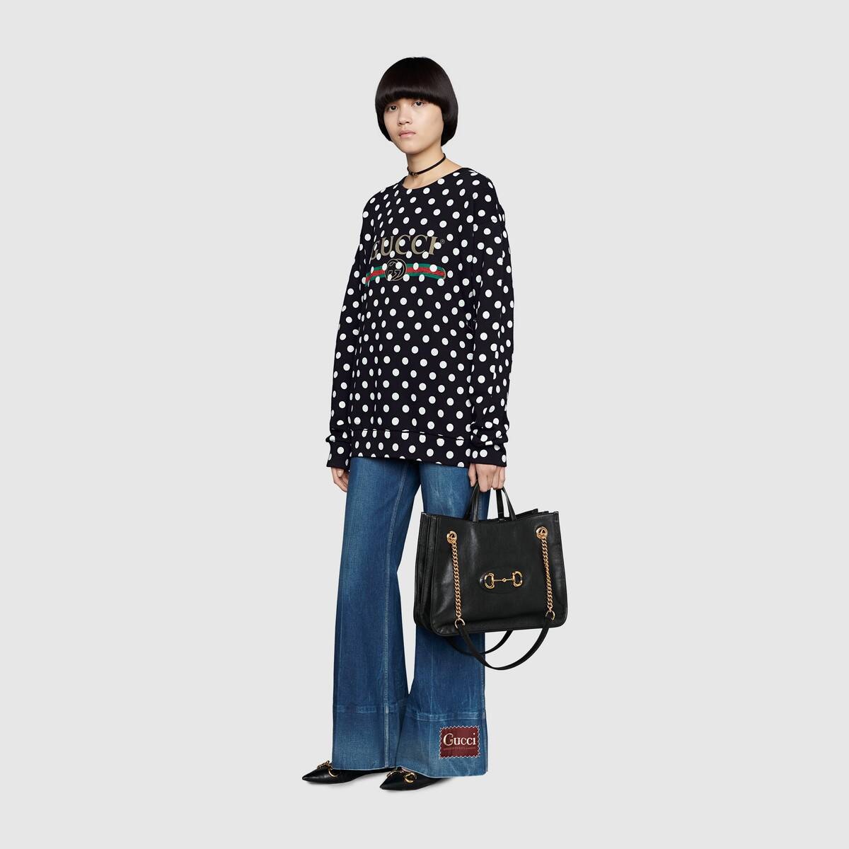 Gucci logo polka dot print sweatshirt - 2