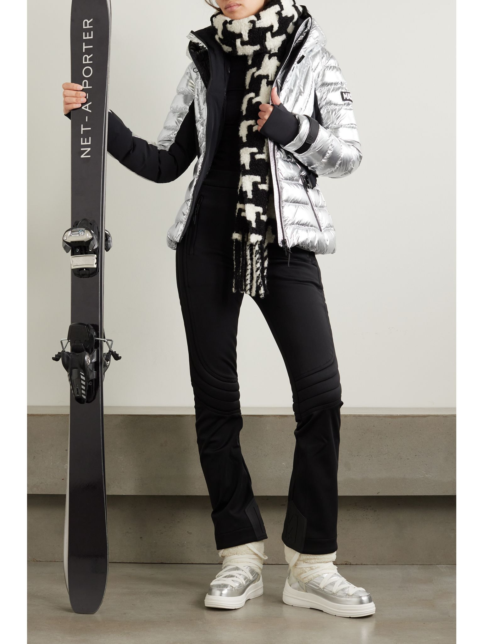 + NET SUSTAIN Elita metallic quilted down ski jacket Silver - 2