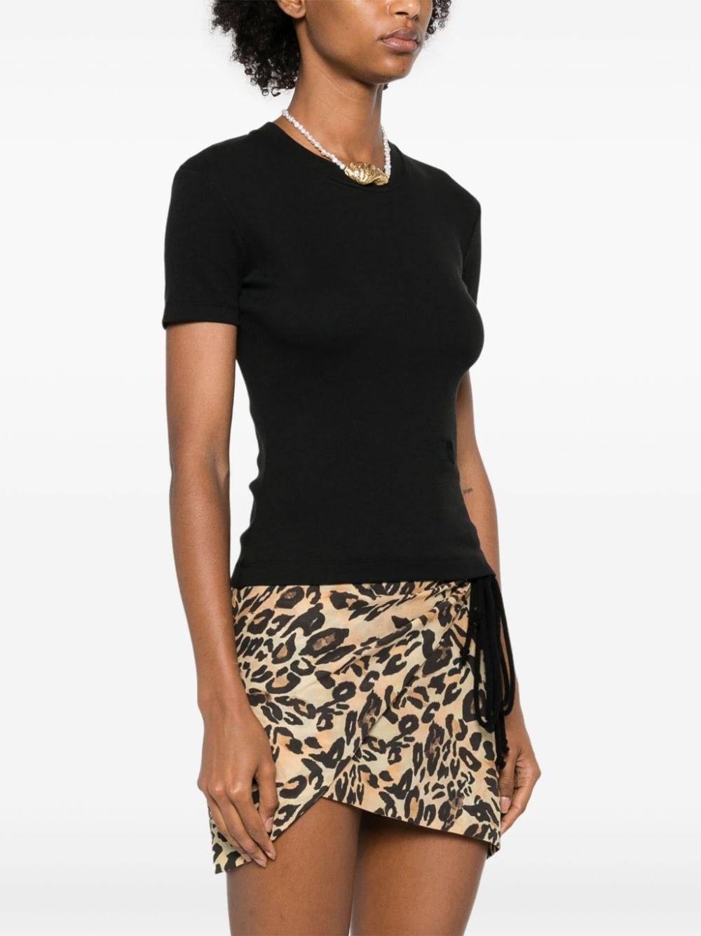 logo-embroidered cropped T-shirt - 3