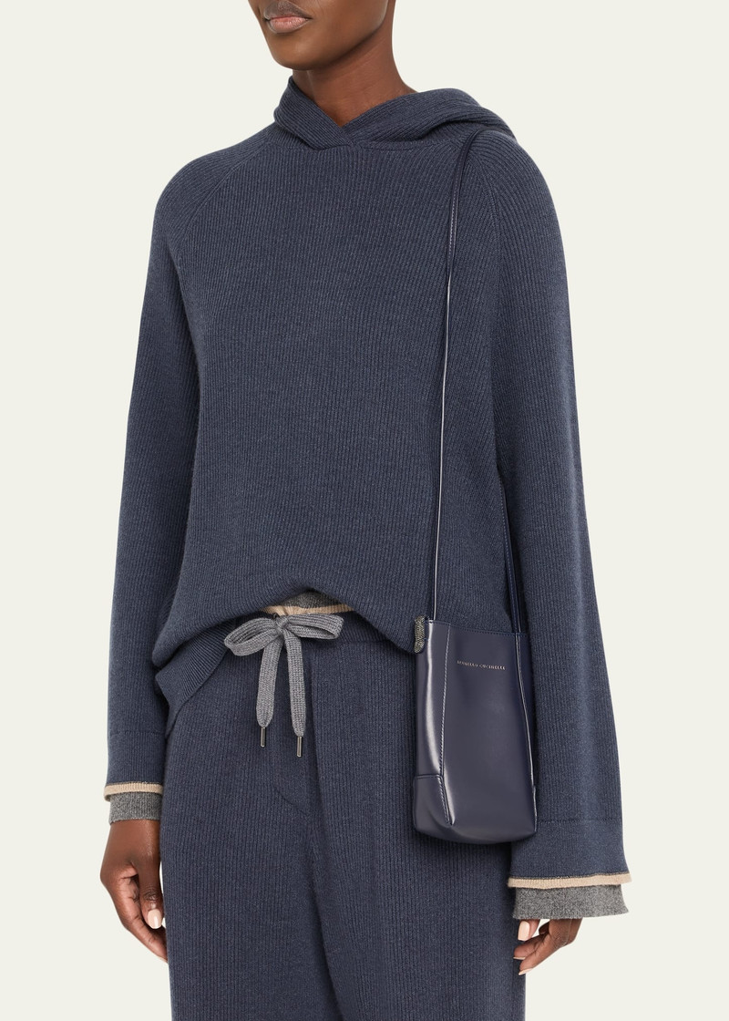 Brunello Cucinelli Leather Phone Crossbody Bag outlook