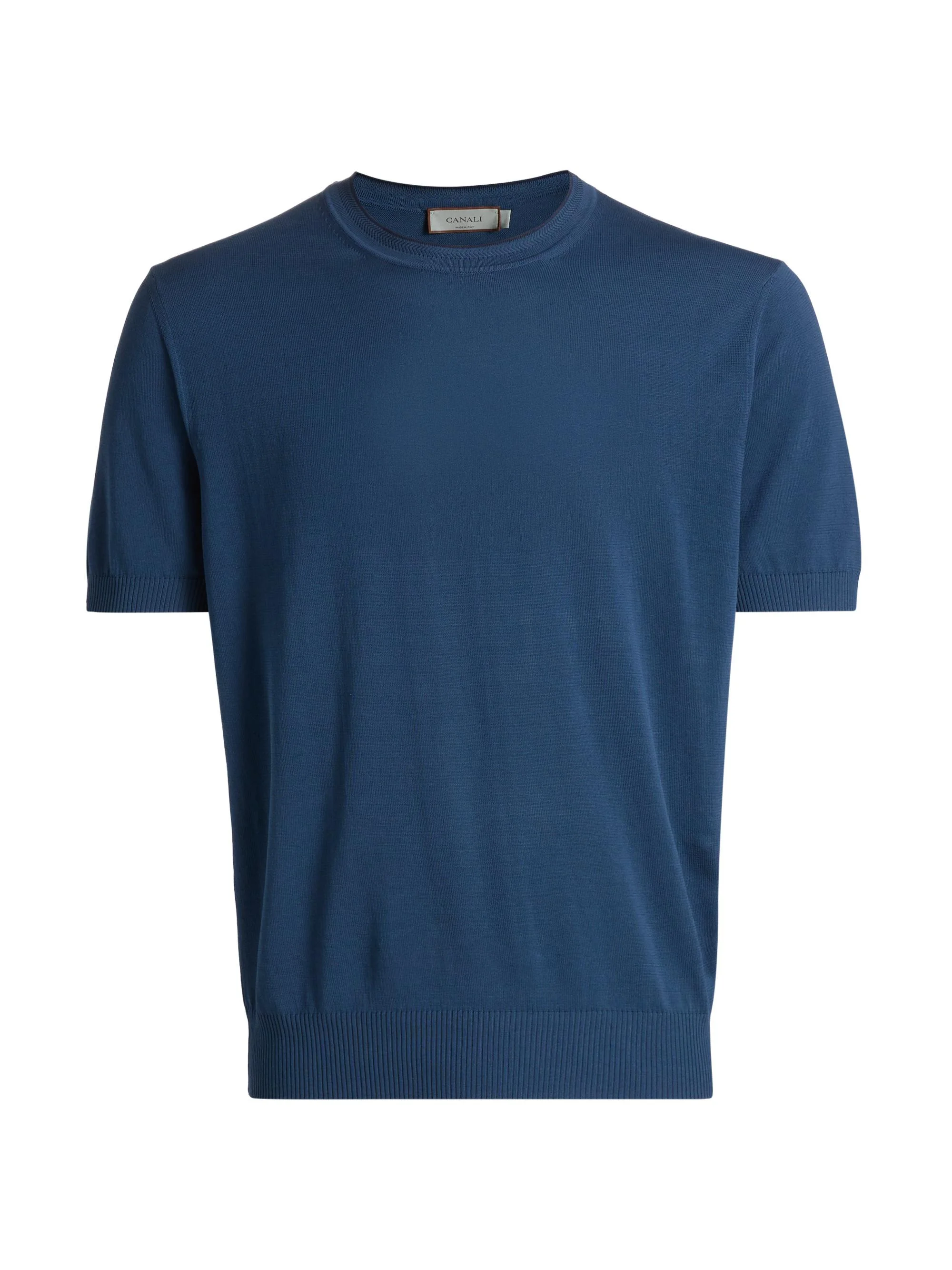 Men's Contrast Tipped Knit Crewneck T-Shirt - Blue - 1