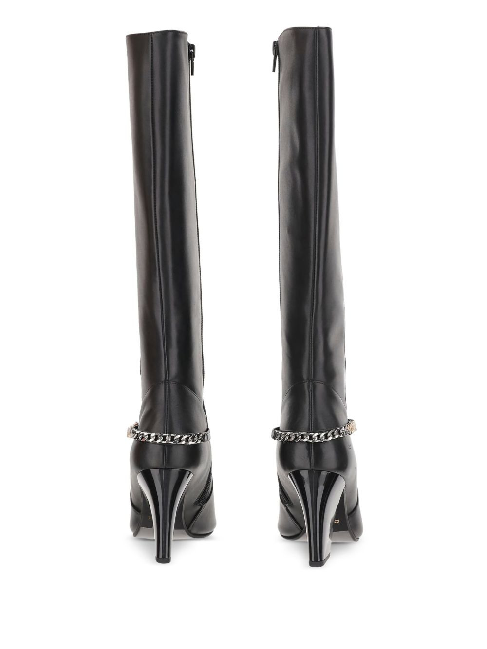 90mm chain-embellished leather boots - 3