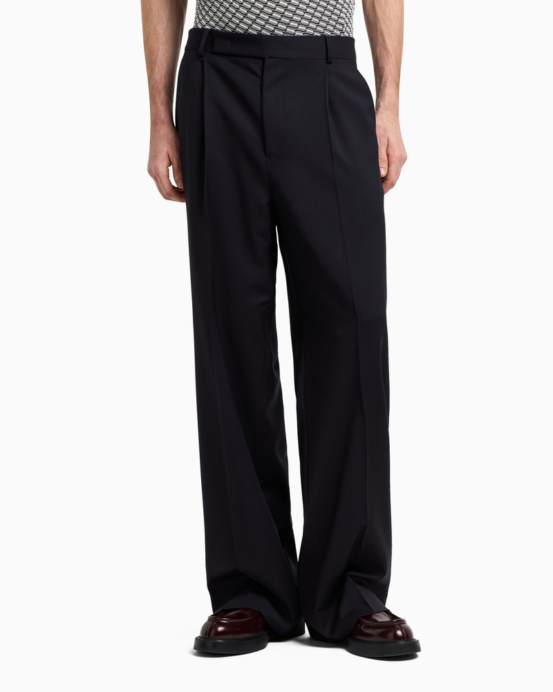 EMPORIO ARMANI ICON VIRGIN-WOOL STRETCH-SERGE TROUSERS WITH DARTS outlook