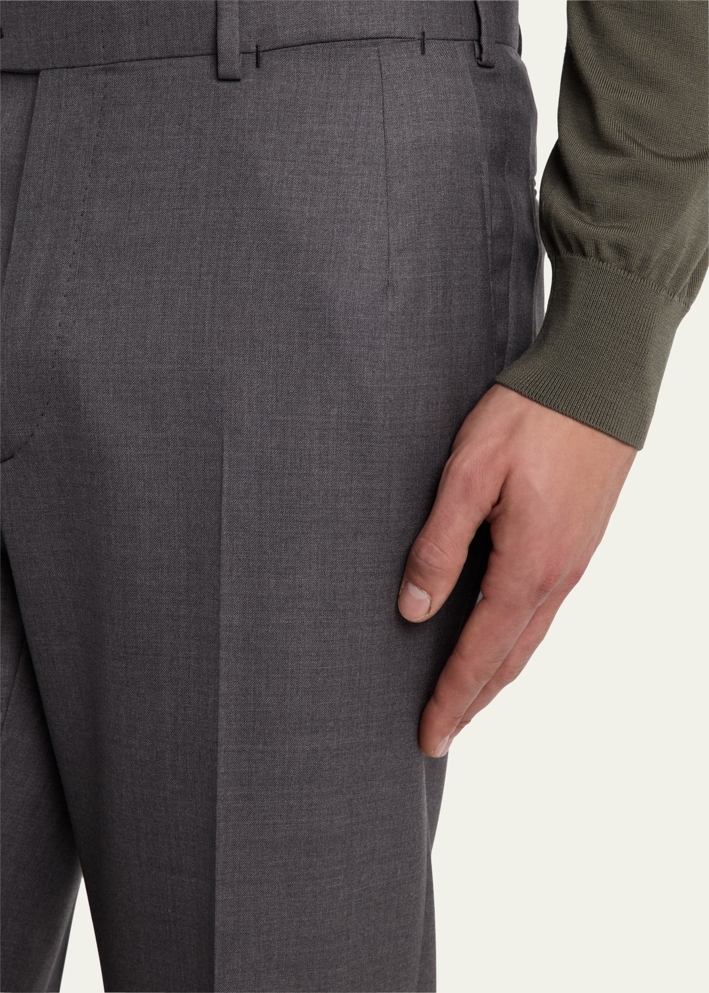 Men's Solid Twill Dress Trousers - 5