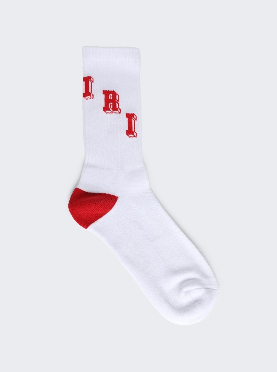 Collegiate Tube Sock White and Red - 1