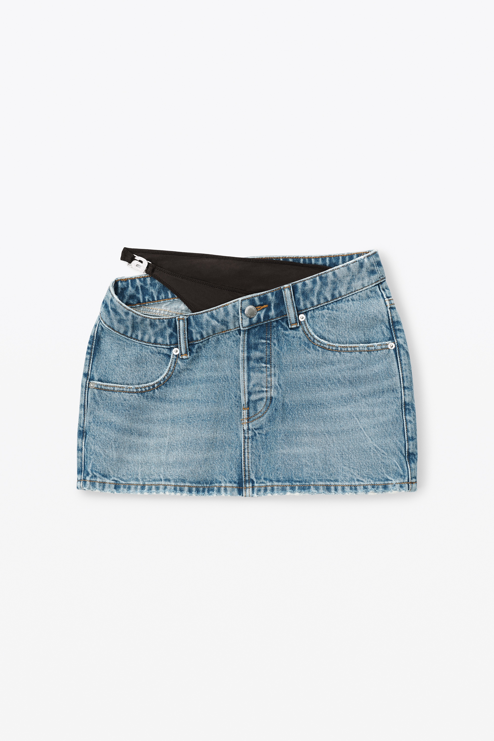 ASYMMETRIC BIKINI LAYER MINI SKIRT IN DENIM - 1