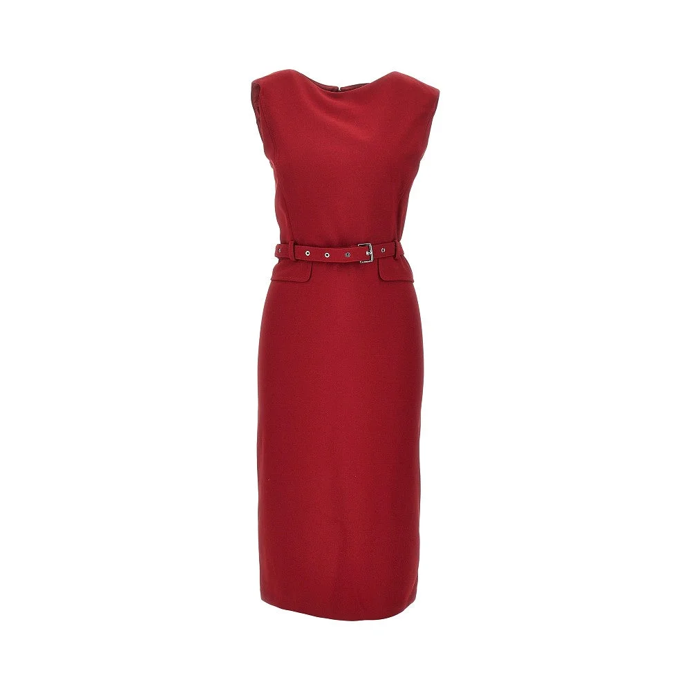 CREPE MIDI DRESS WITH BELT - 1
