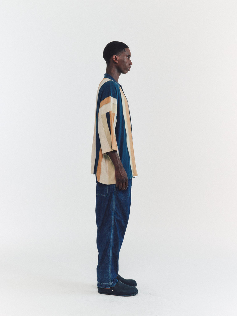 SHIRT - STRIPE PATCHWORK - BLUE/BEIGE STRIPES 3