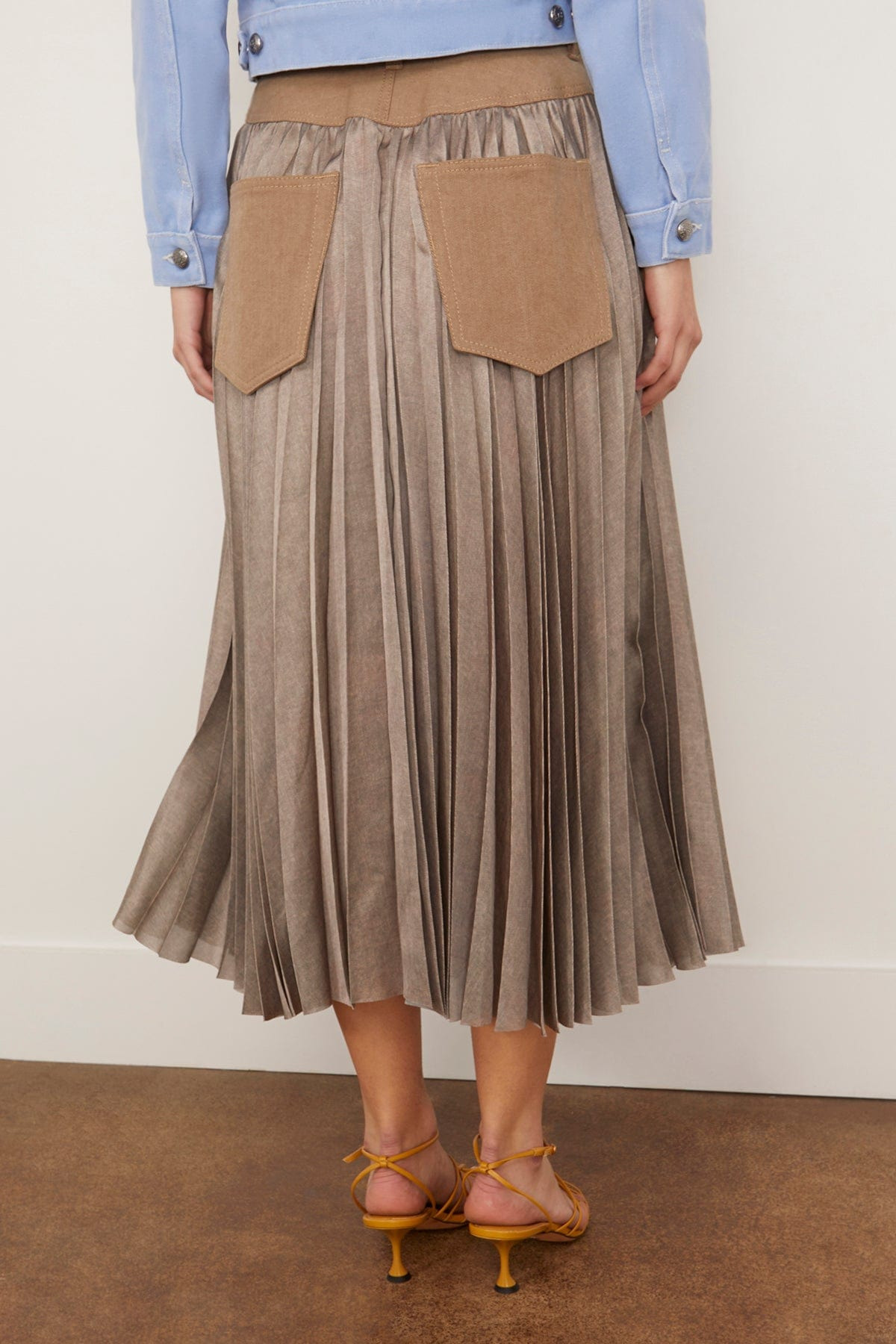 Denim Mix Skirt in Beige - 4