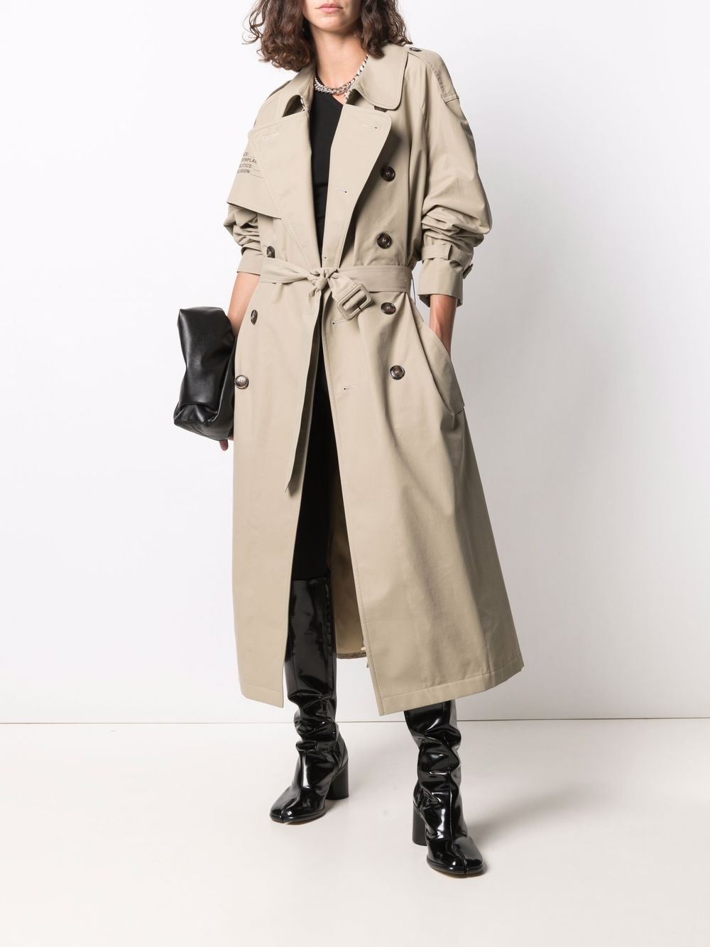 double-breasted belted trench coat - 3