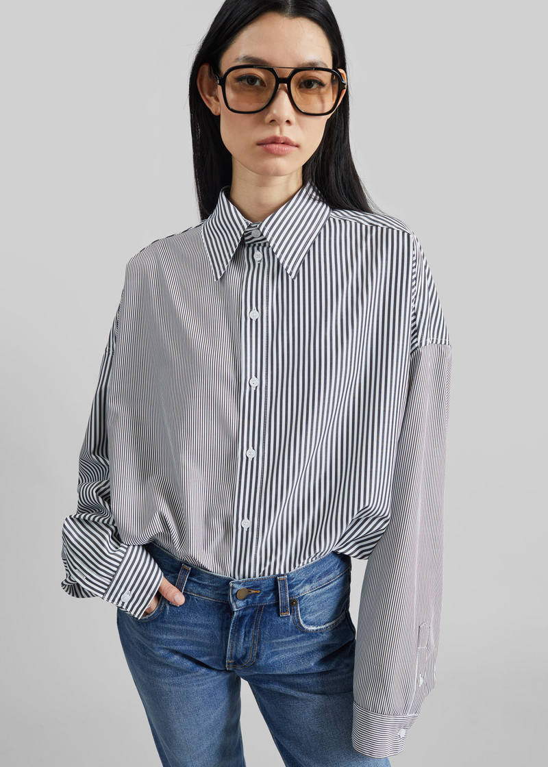 Quillan Button-Down Shirt - White/Black Stripe 3