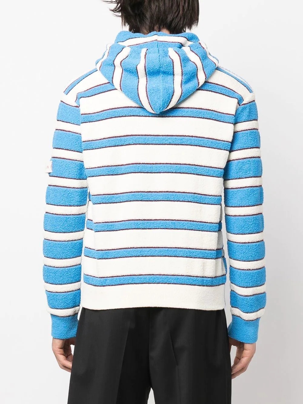 terry-cloth effect striped hoodie - 4