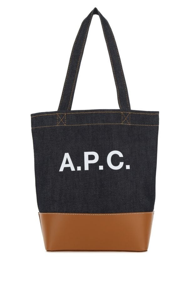 A.P.C. MAN Two-Tone Denim And Leather Axelle Shopping Bag - 1