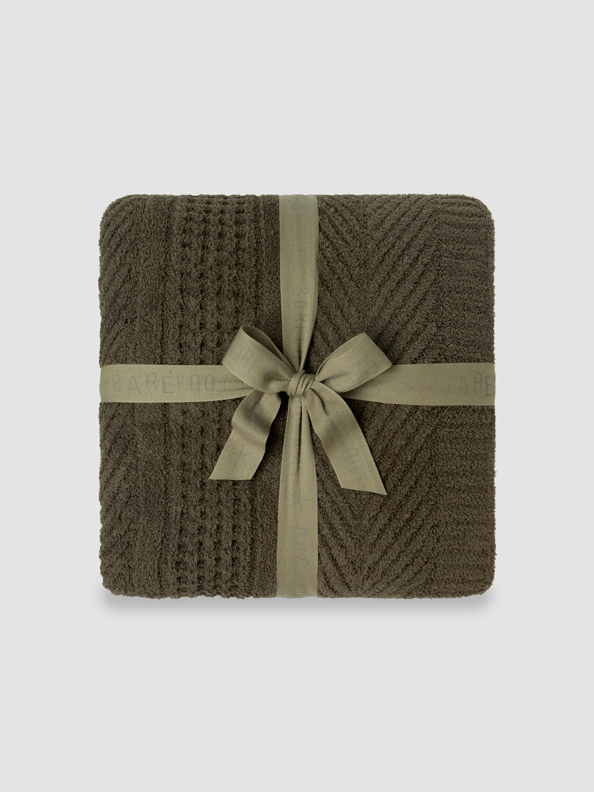 CozyChic Holiday Waffle Cable Throw Blanket - Khaki Green - 1