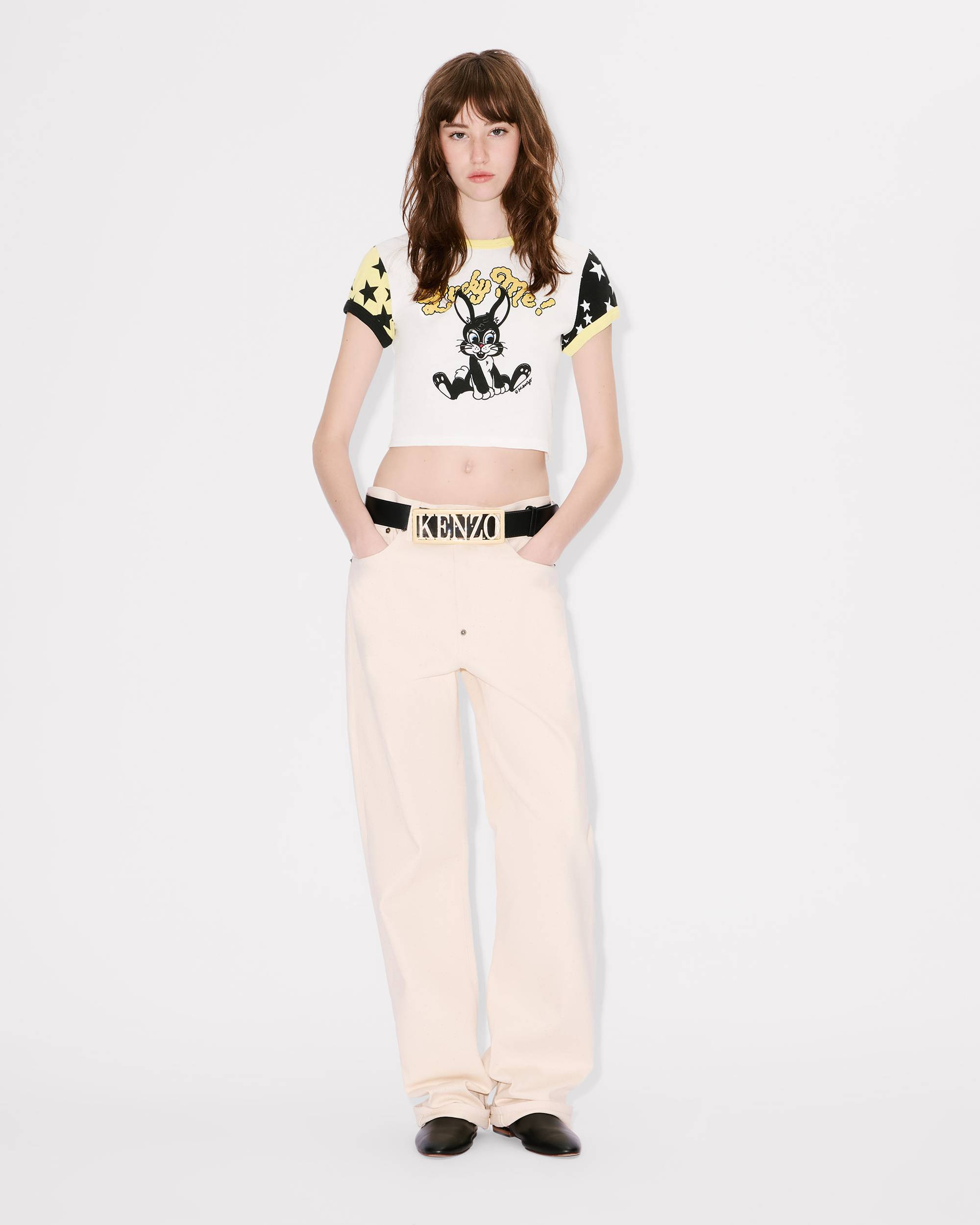 'KENZO Cartoon' cropped ringer T-shirt in cotton - 5