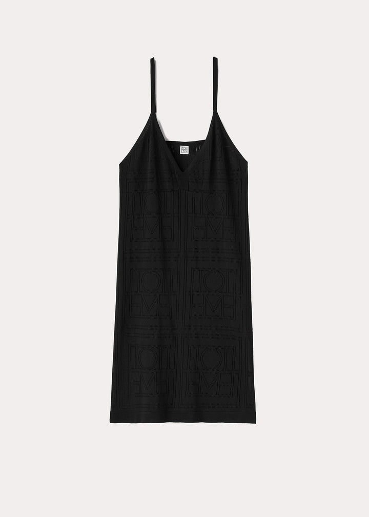 Monogram pointelle slip dress black - 1