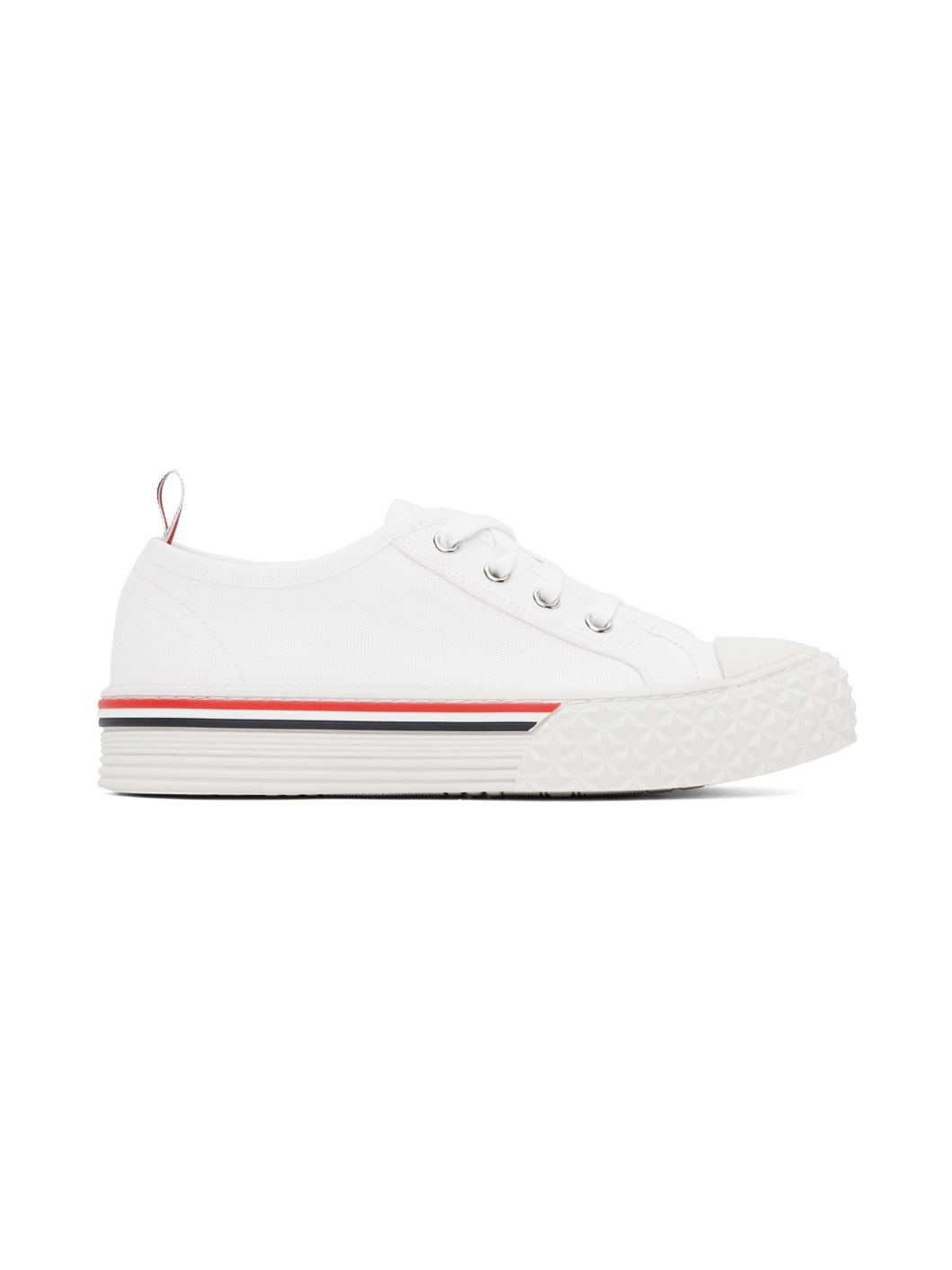 スニーカー Thom Browne Men's Canvas Collegiate Sneakers White Thom Browne White Collegiate Sneakers | ssense | REVERSIBLE