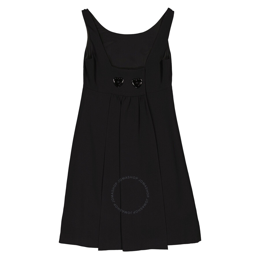 Moschino Ladies Black Sleeveless Heart-Button Detail Mini Dress - 2