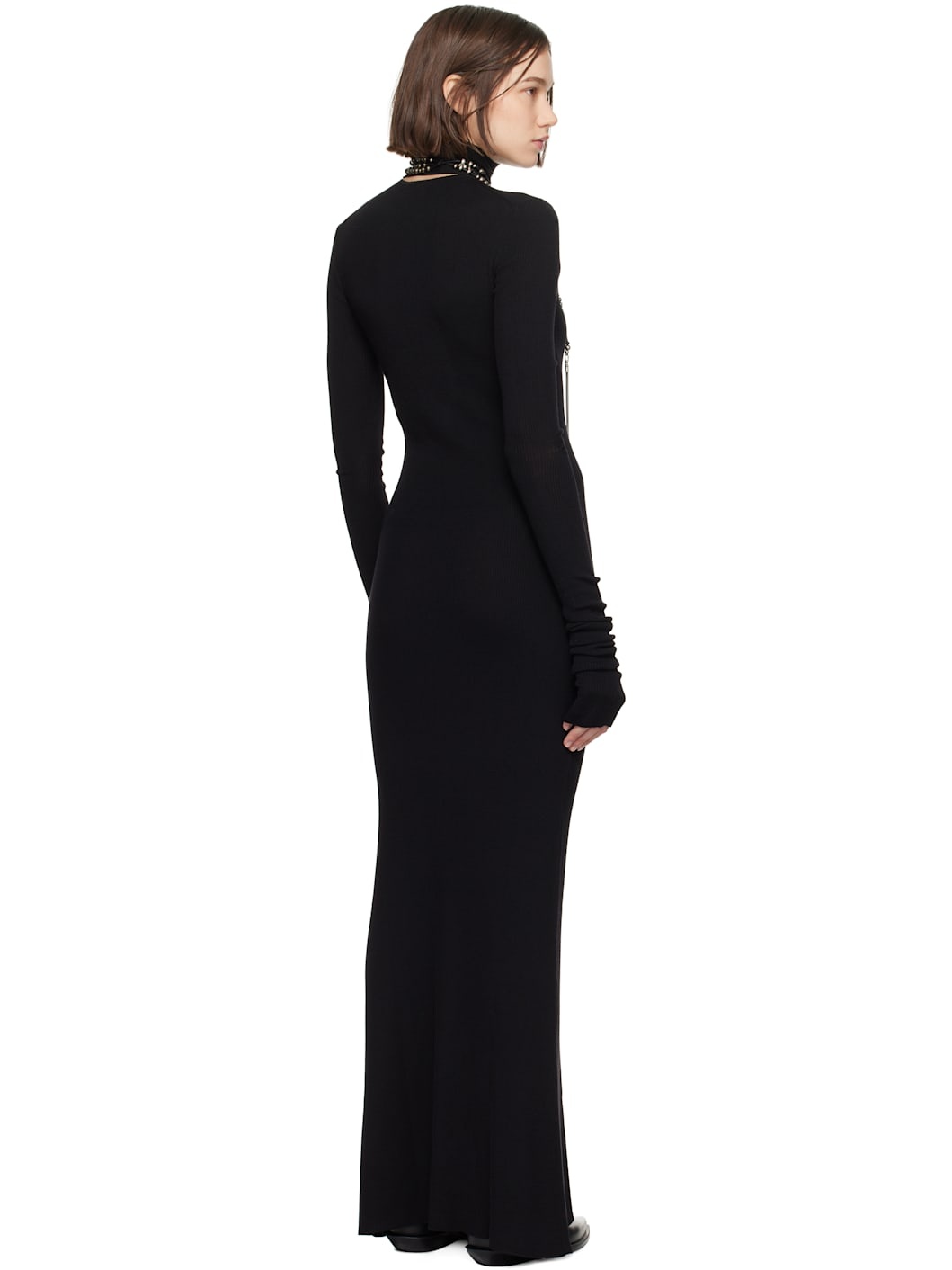 Black Hanzel Long Serafino Rib Maxi Dress - 3