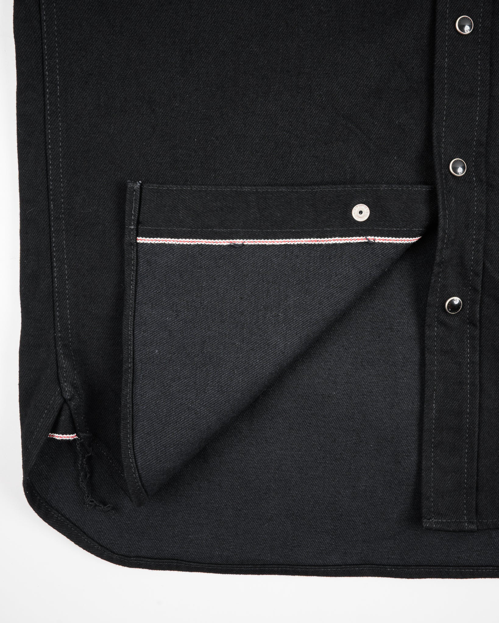 IHSH-295-BB 14oz Selvedge Denim Western Shirt - Black/Black - 11