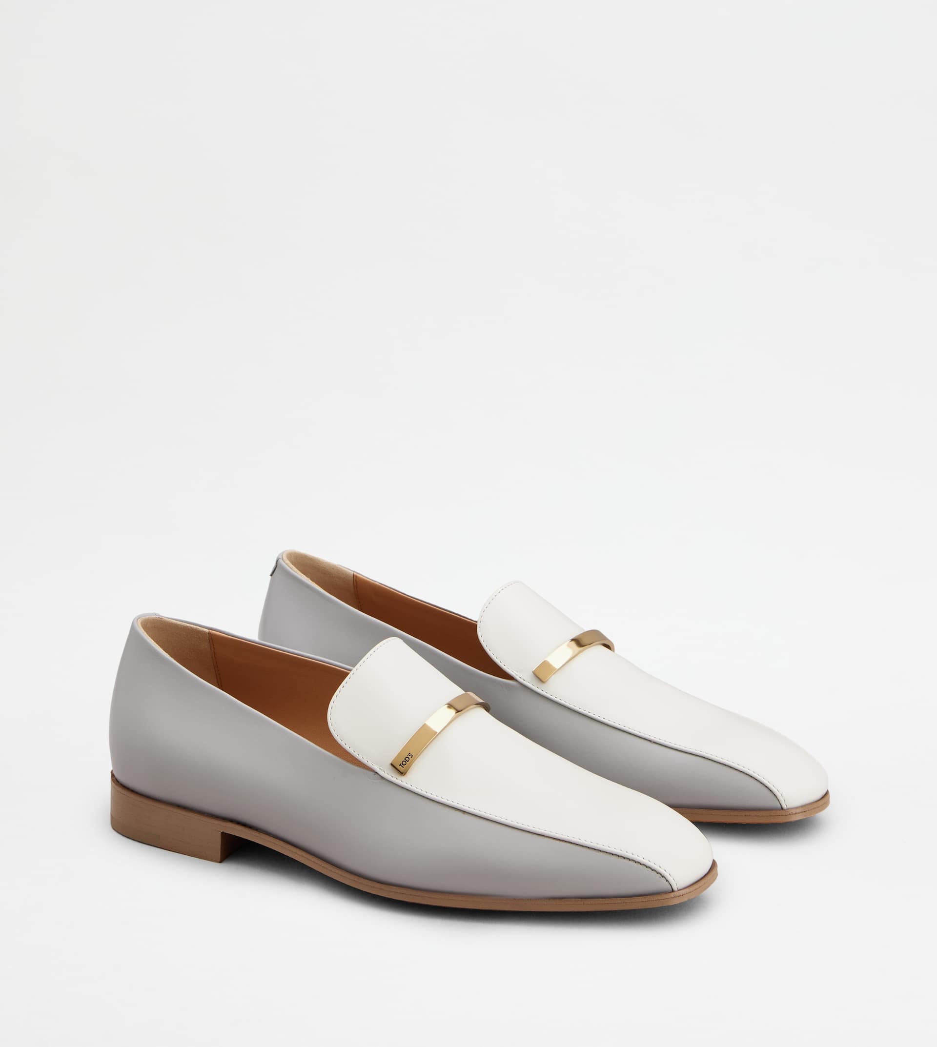 LOAFERS IN LEATHER - GREY, WHITE - 3