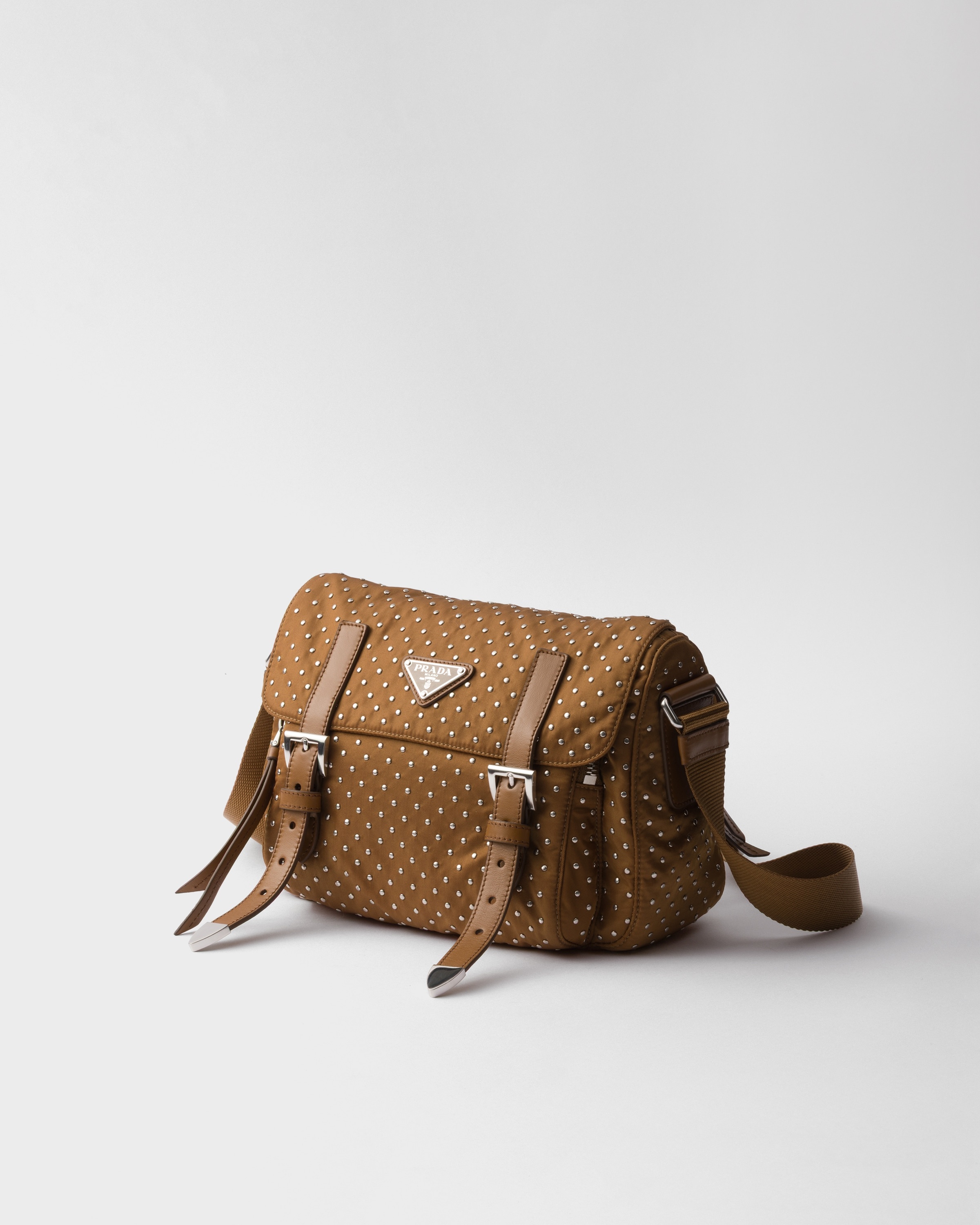 Re-Nylon shoulder bag with studs - 2