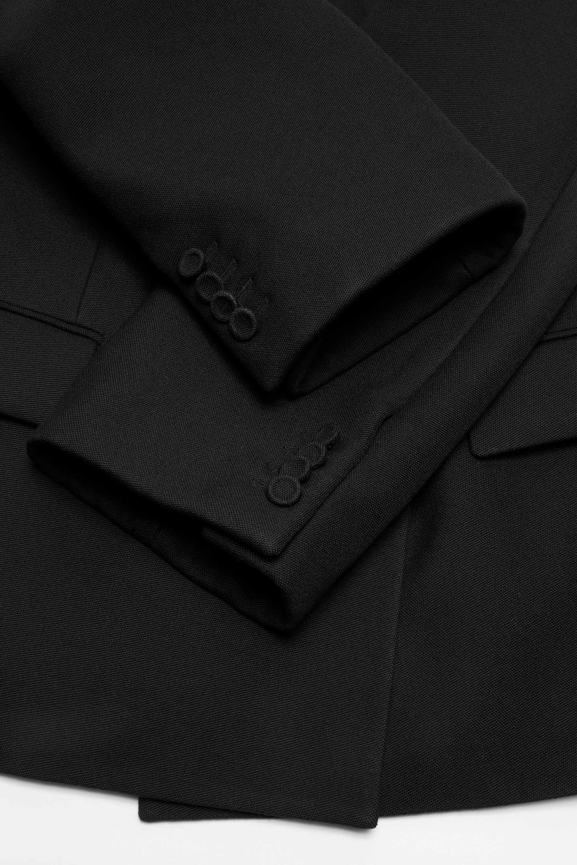 Double-breasted wool suit - Black - 5