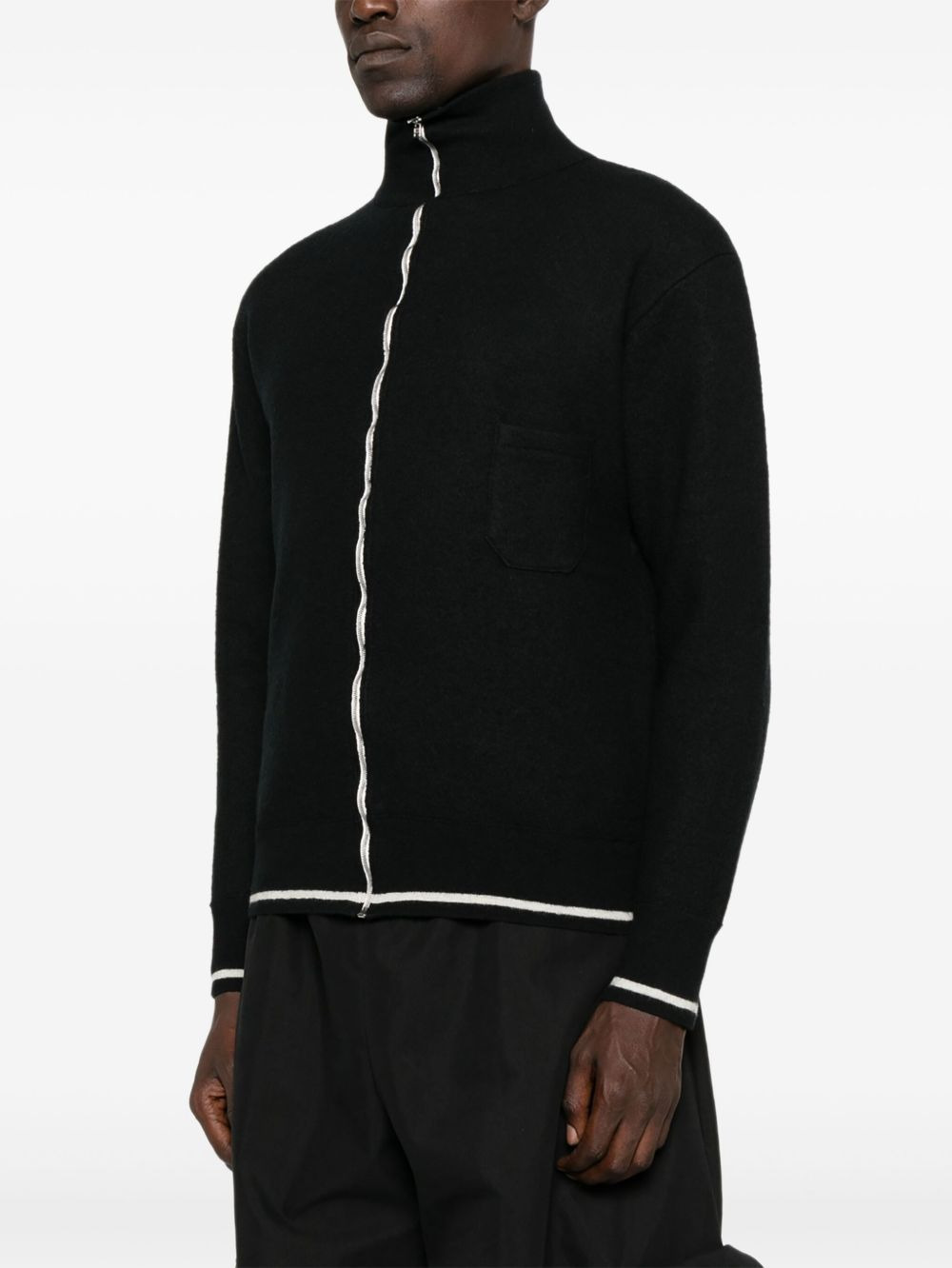 zip-front high-neck cardigan - 3
