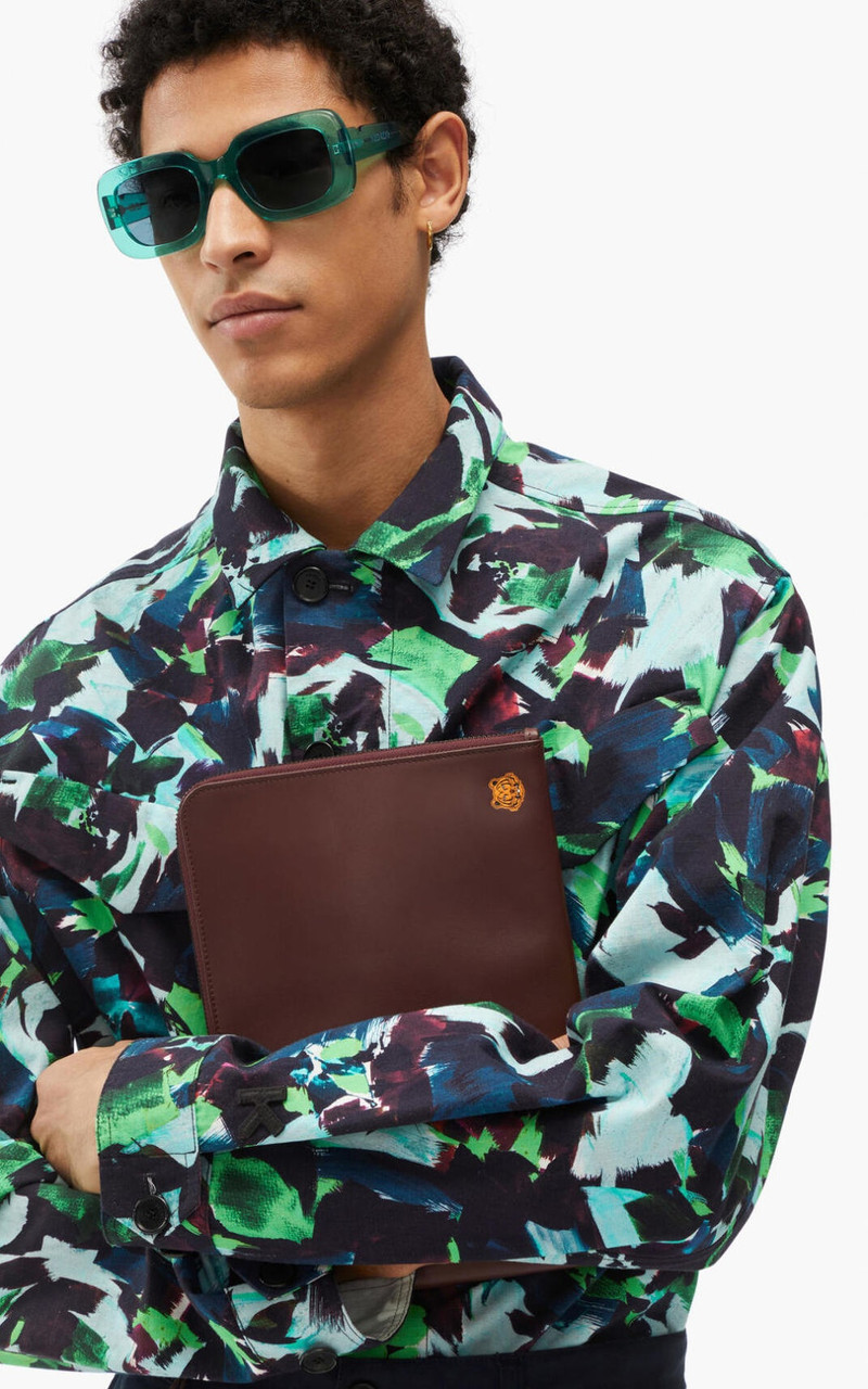 Tiger Crest large leather clutch 1