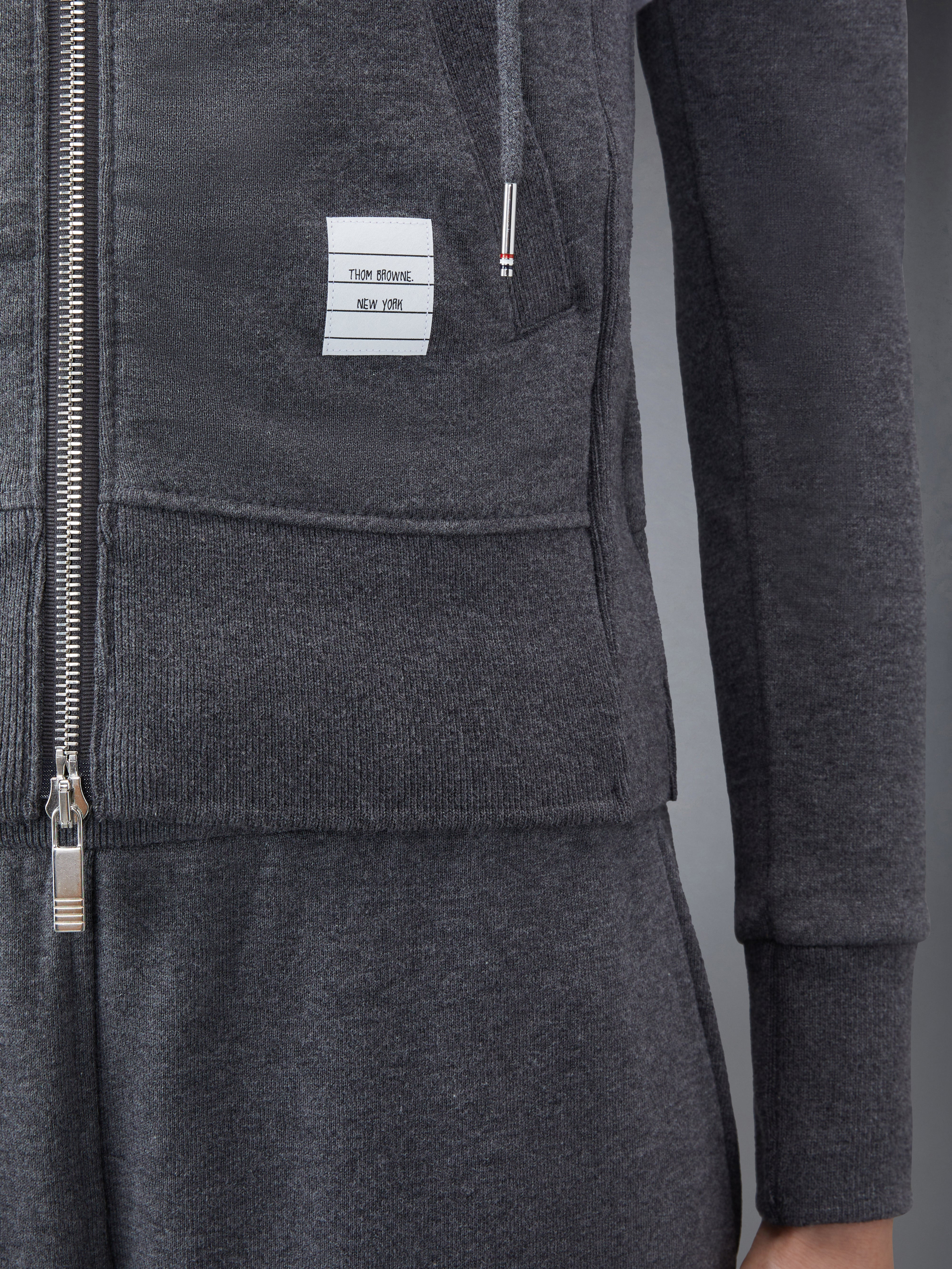 Dark Grey Classic Loop Back Engineered 4-Bar Zip Up Hoodie - 5