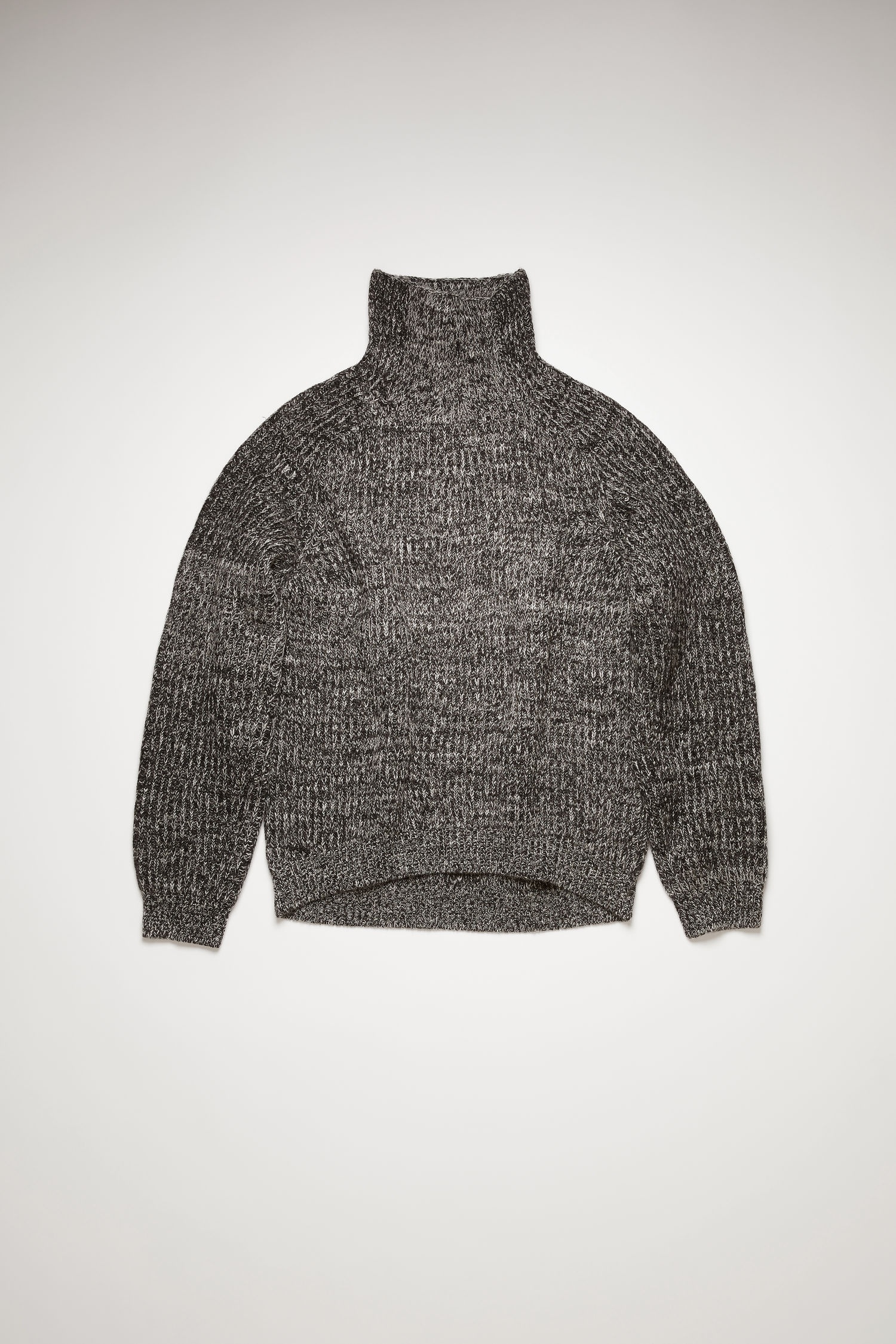 Ribbed roll neck sweater black/white - 1